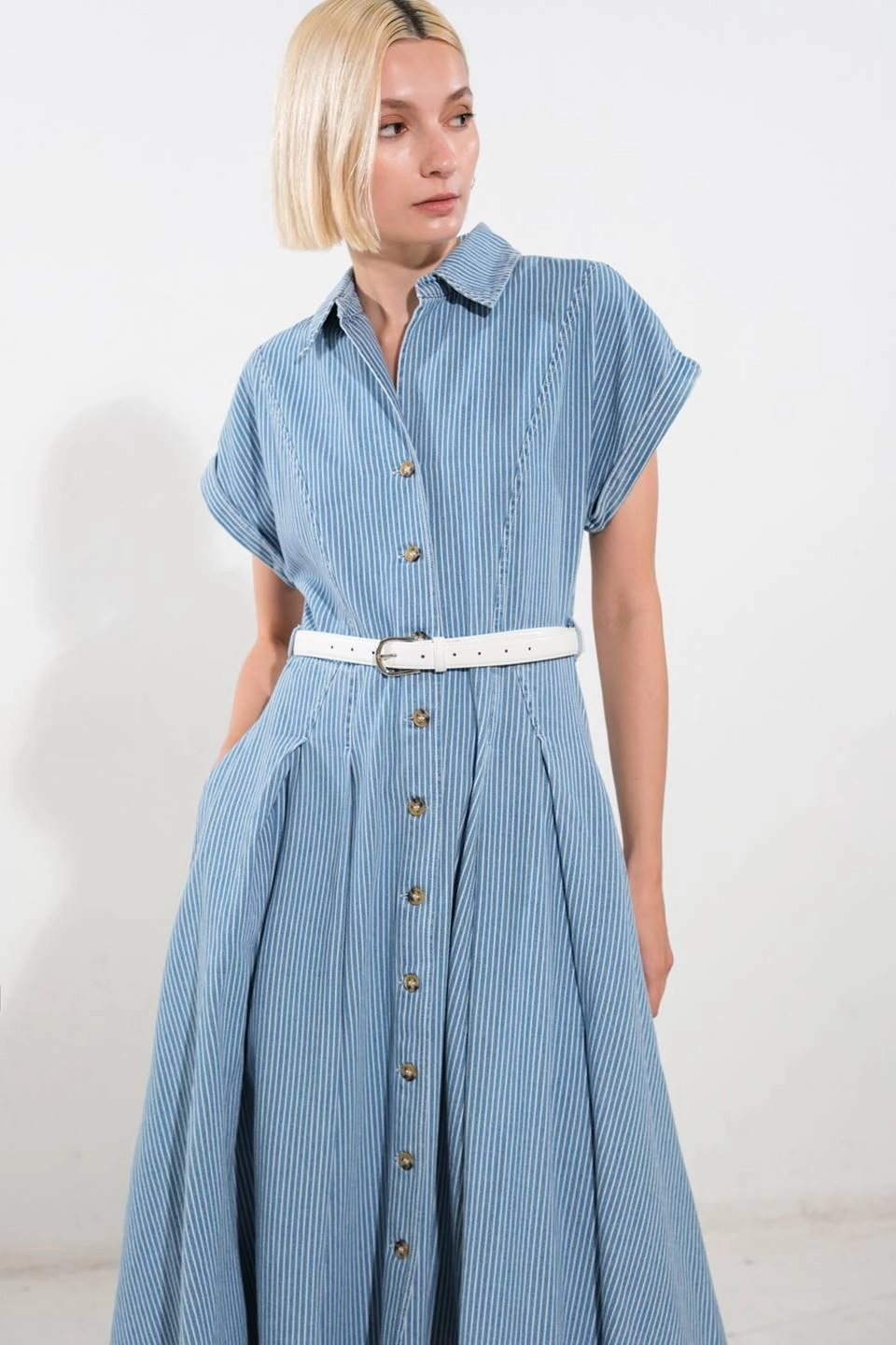 TRUEDAMES Women Soak The Sun Denim Midi Dress