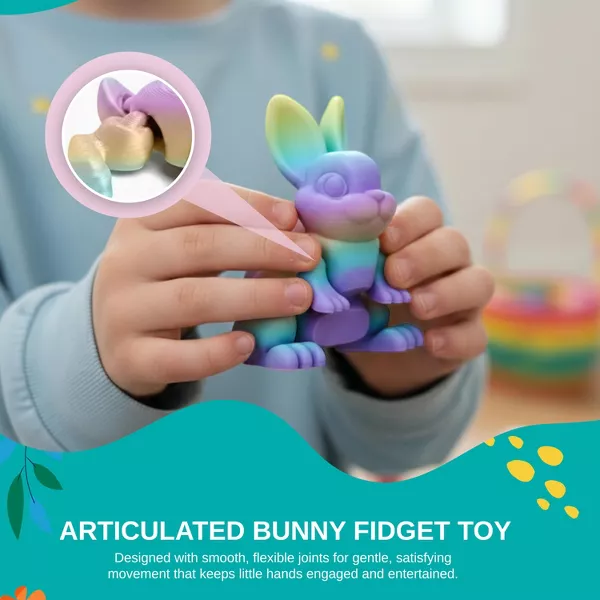 Sperric Easter 3D Printed Surprise Egg & Bunny, 2 pack Prefilled Easter Eggs w/ Articulated Bunny Fidget Toys, 4.3"