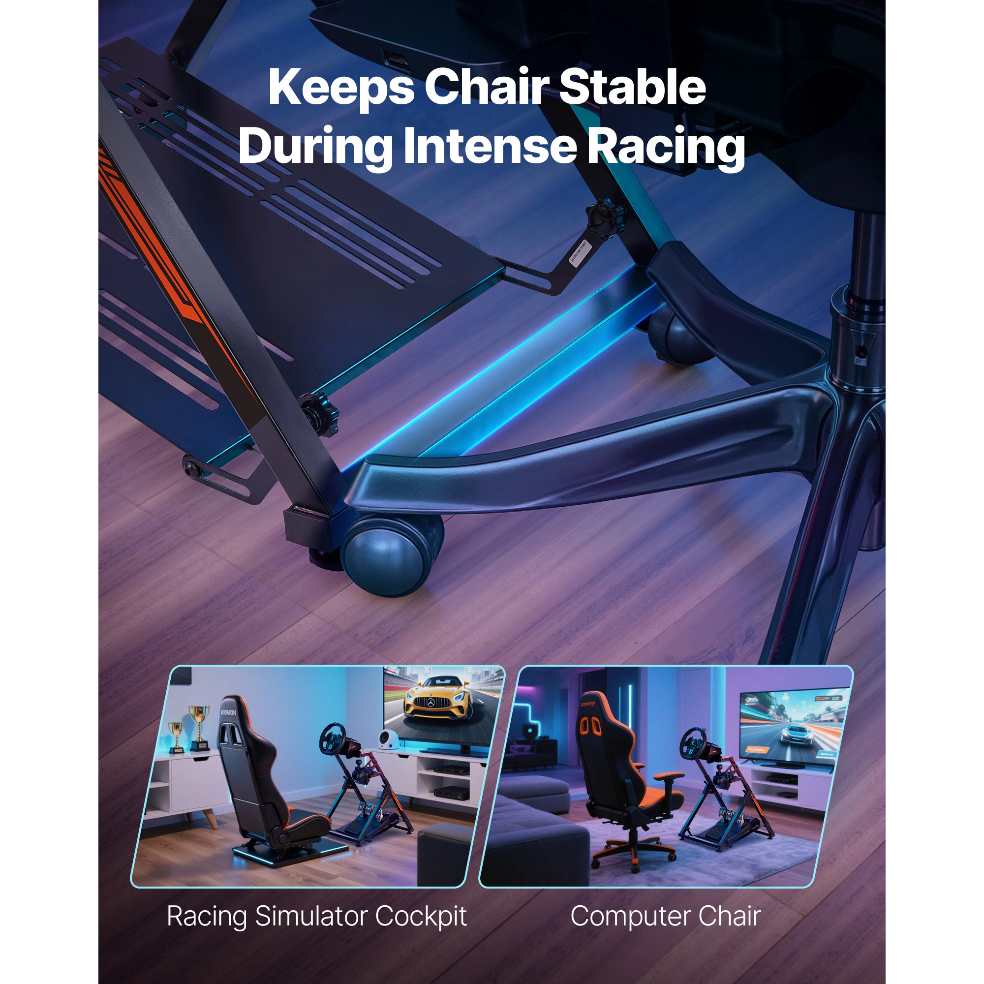 HONGGE Adjustable Foldable Racing Wheel Stand Simulator Cockpit for Logitech Thrustmaster Pedals