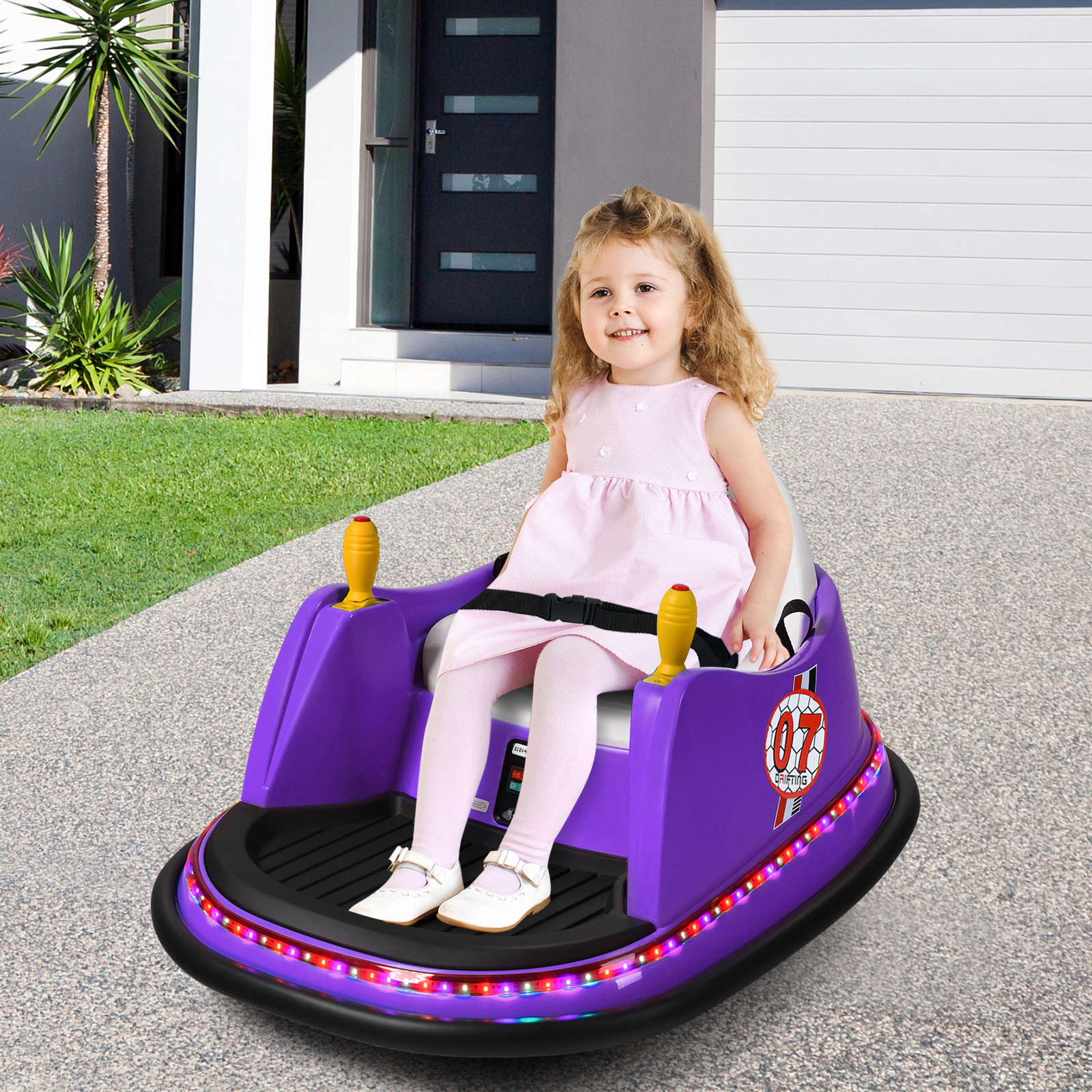 12V Kids Ride on Bumper Car Parent Remote 360-Degree Spin Flashing Lights Safety Belt Toddler Car Ages 2-5 44-lb Limit