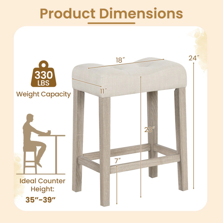 Hivvago Set Of 2 Bar Stool With Curved Seat