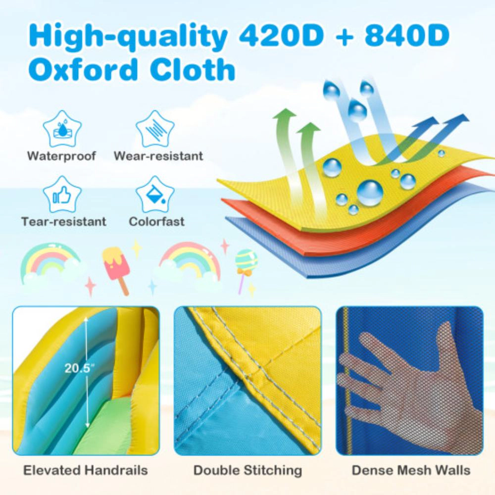 Hivvago Windmill-themed Inflatable Water Slide Park with Jumping Area and Blower