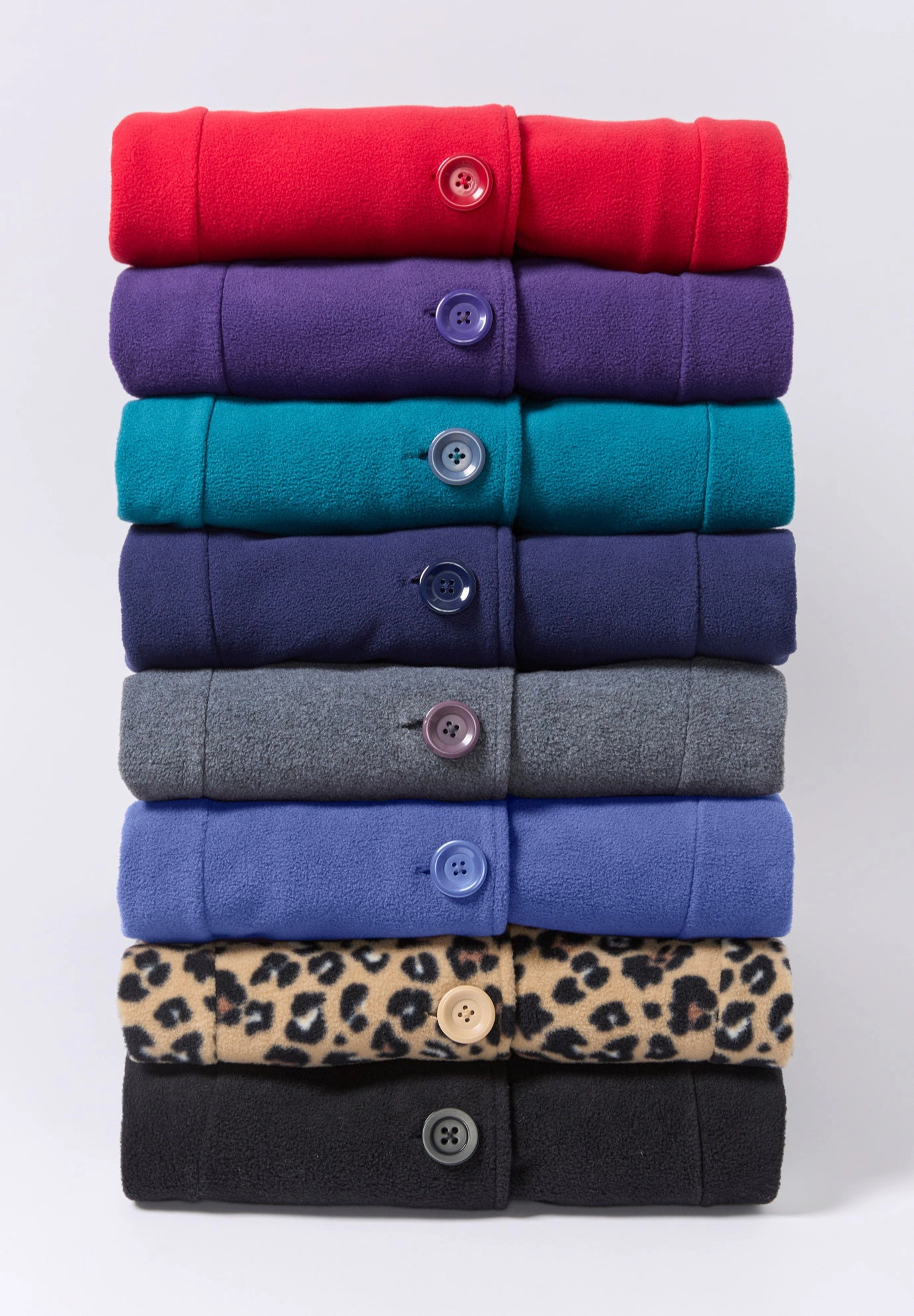 Roaman's Women's Plus Size Button Up Fleece Jacket