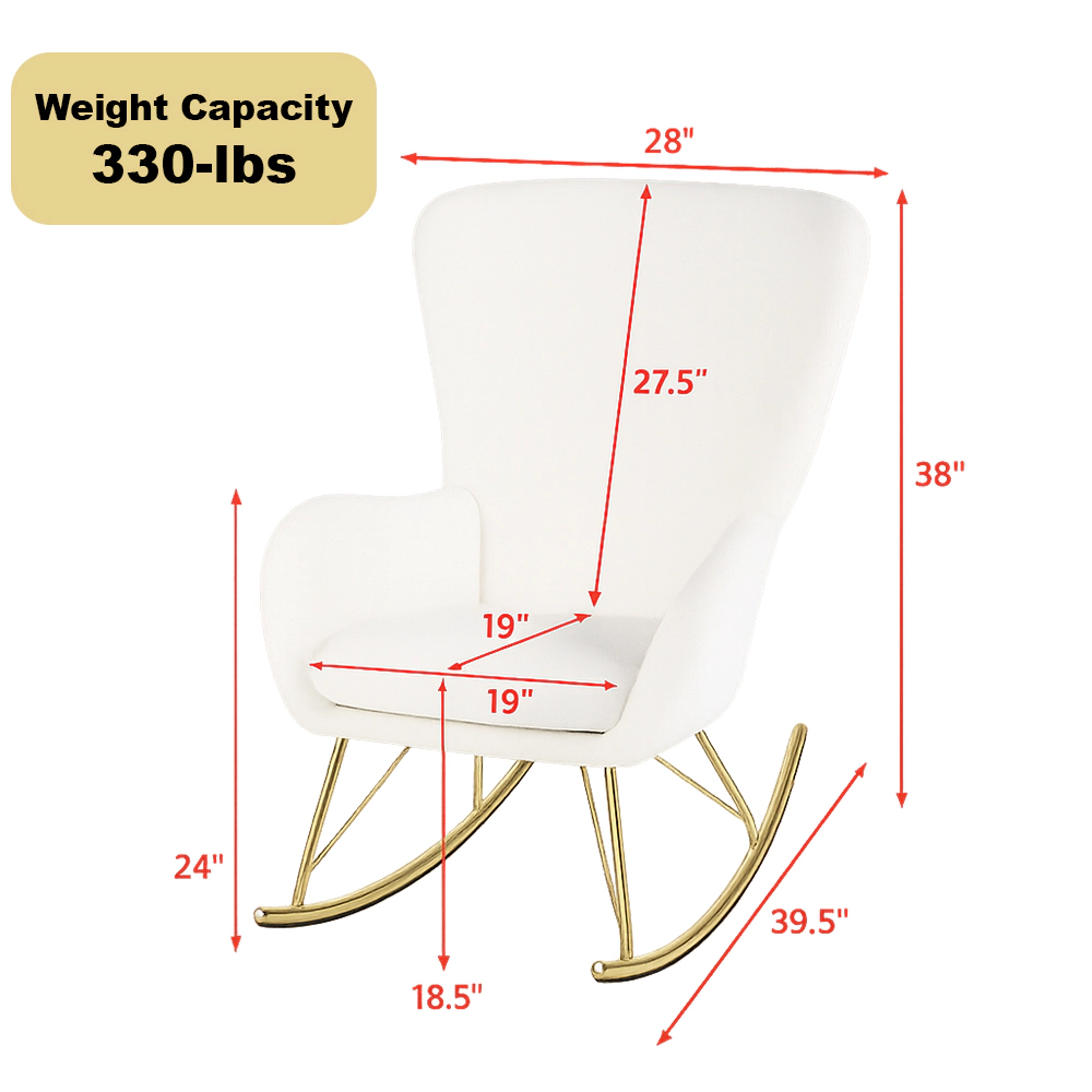 Hivvago Nursery Rocker Chair with Curved Back and Supportive Armrests