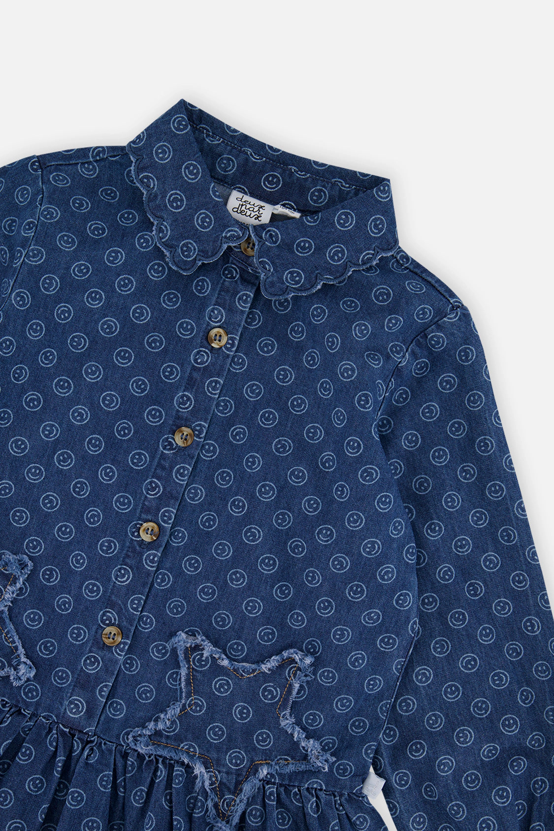 Deux par Deux Girls Smiley Print Shirt Dress