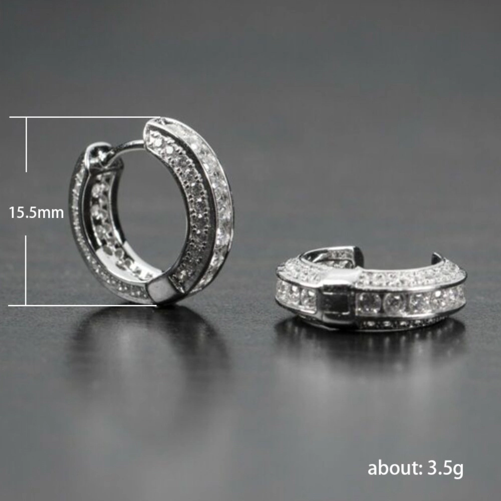 Hypoallergenic Cubic Zirconia Ice Crystal Huggie Cartilage Hoop Cuff Earrings