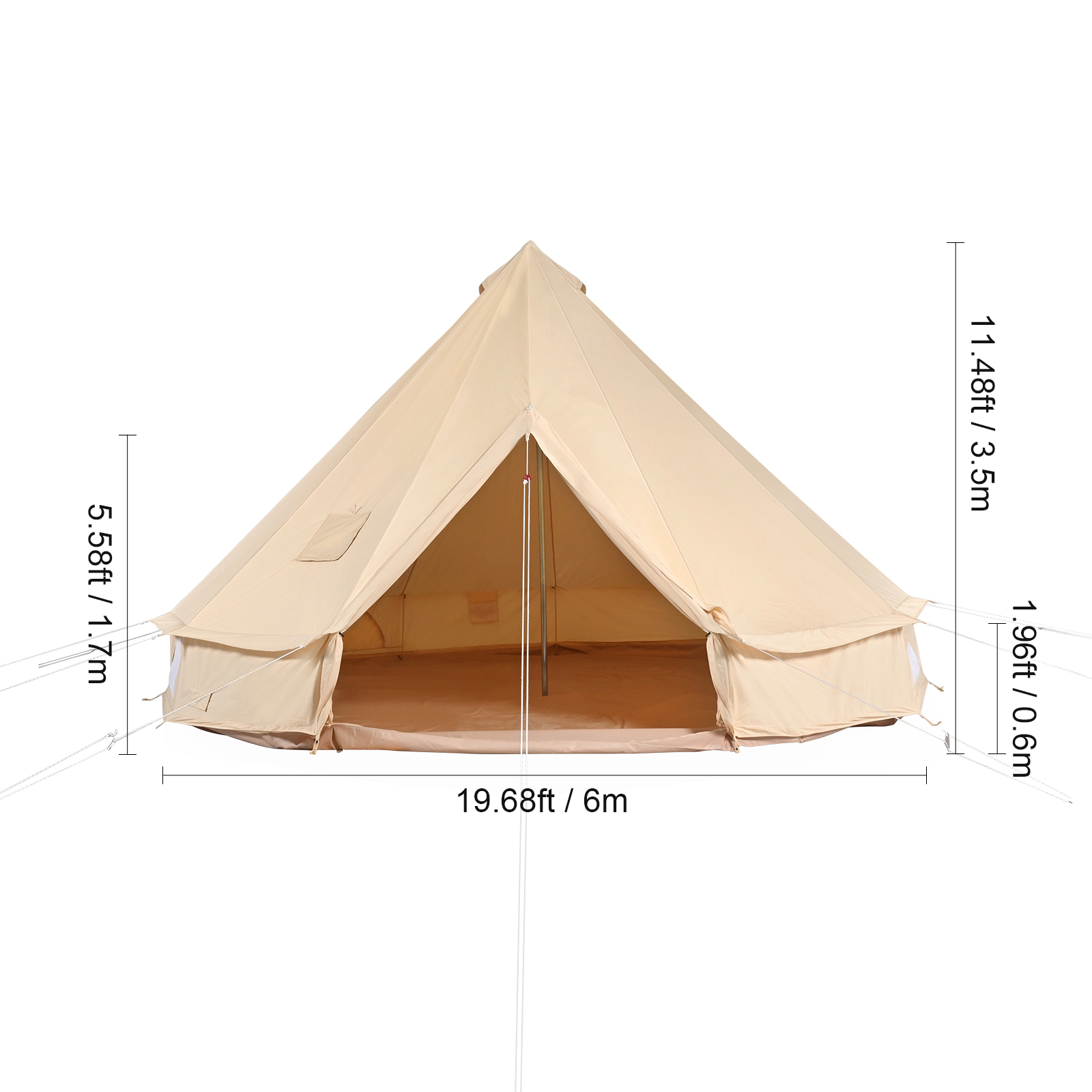 HONGGE Canvas Bell Tent 4 Seasons m/ Yurt Tent Canvas Tent for Camping with Stove Jack Breathable Tent Family Camping
