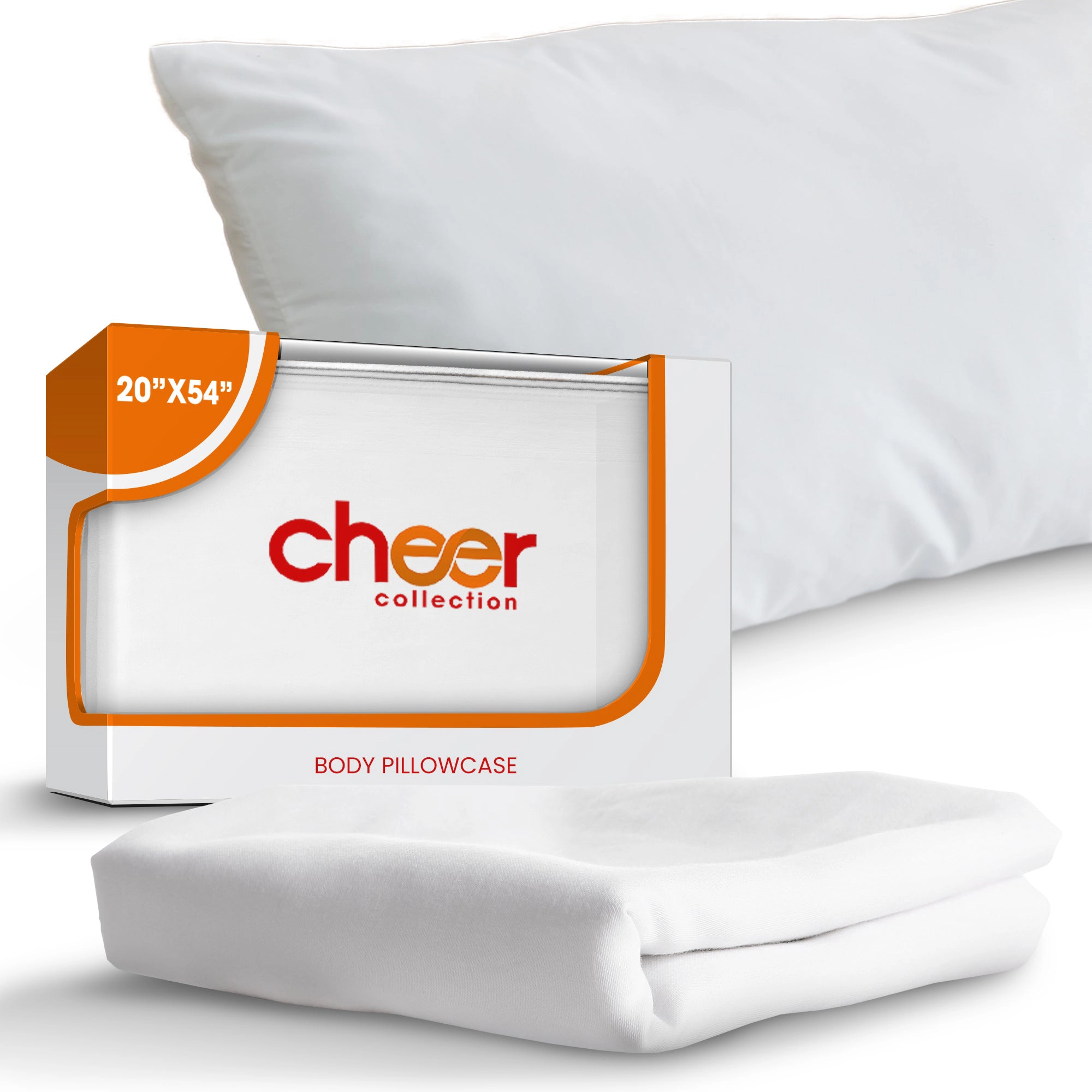 Cheer Collection Body Pillow Cover, 20"x54" Zippered Pillowcase with Ties