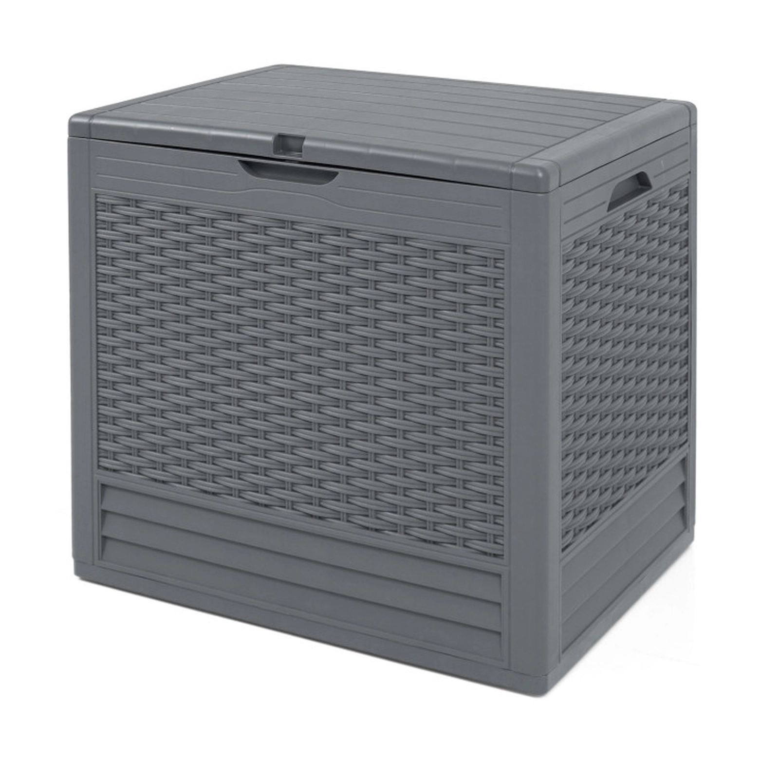SUGIFT 25-gal 180-lb Capacity Gray All-Weather PP Outdoor Storage Deck Box with Lockable Lid and Rattan Texture