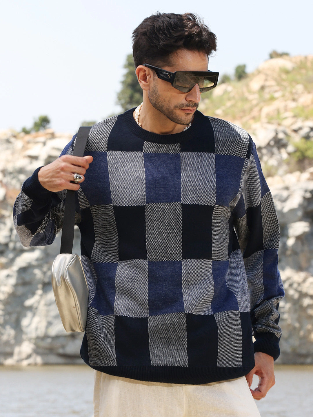 Campus Sutra Block Check Pullover Sweater
