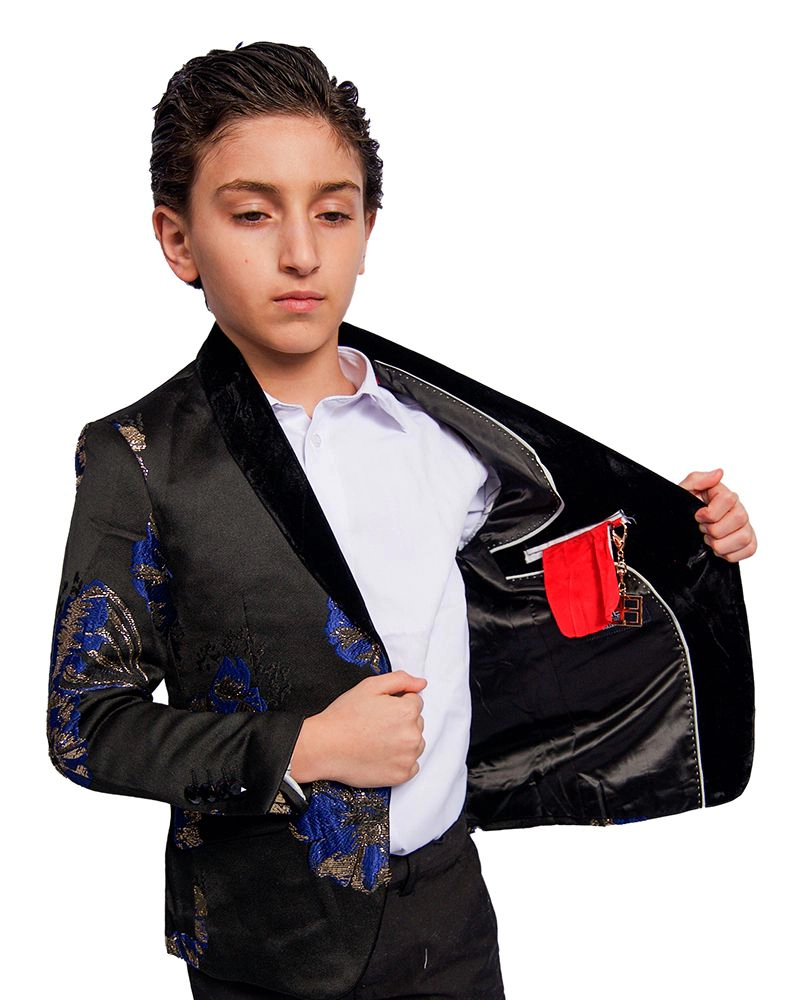 Elie Balleh Boys Slim Fit -Royal Floral Dinner Jacket