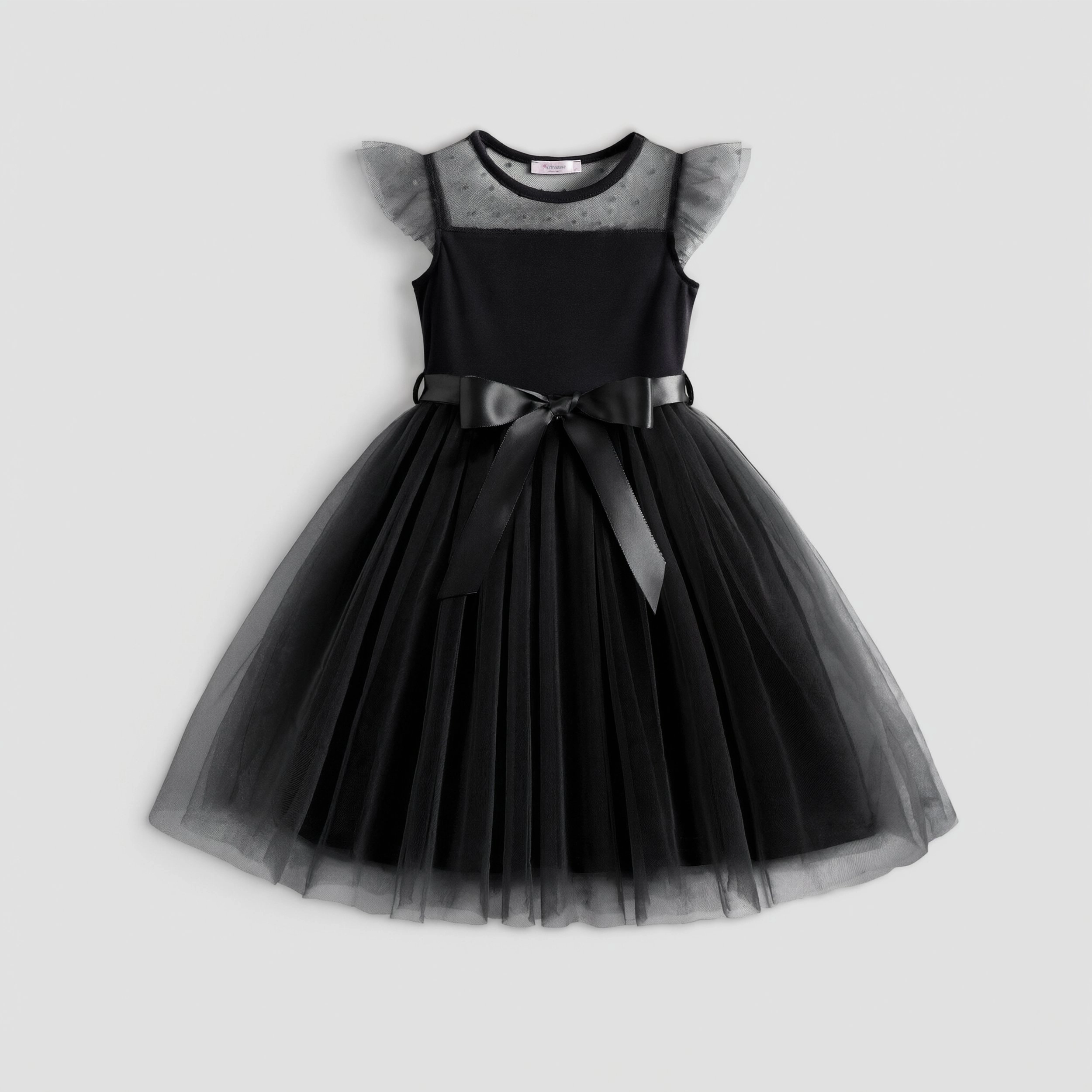 Arshiner Toddler Girls Tutu Dress Summer Contrast Mesh Dresses Funeral Tulle Sundress For Kids