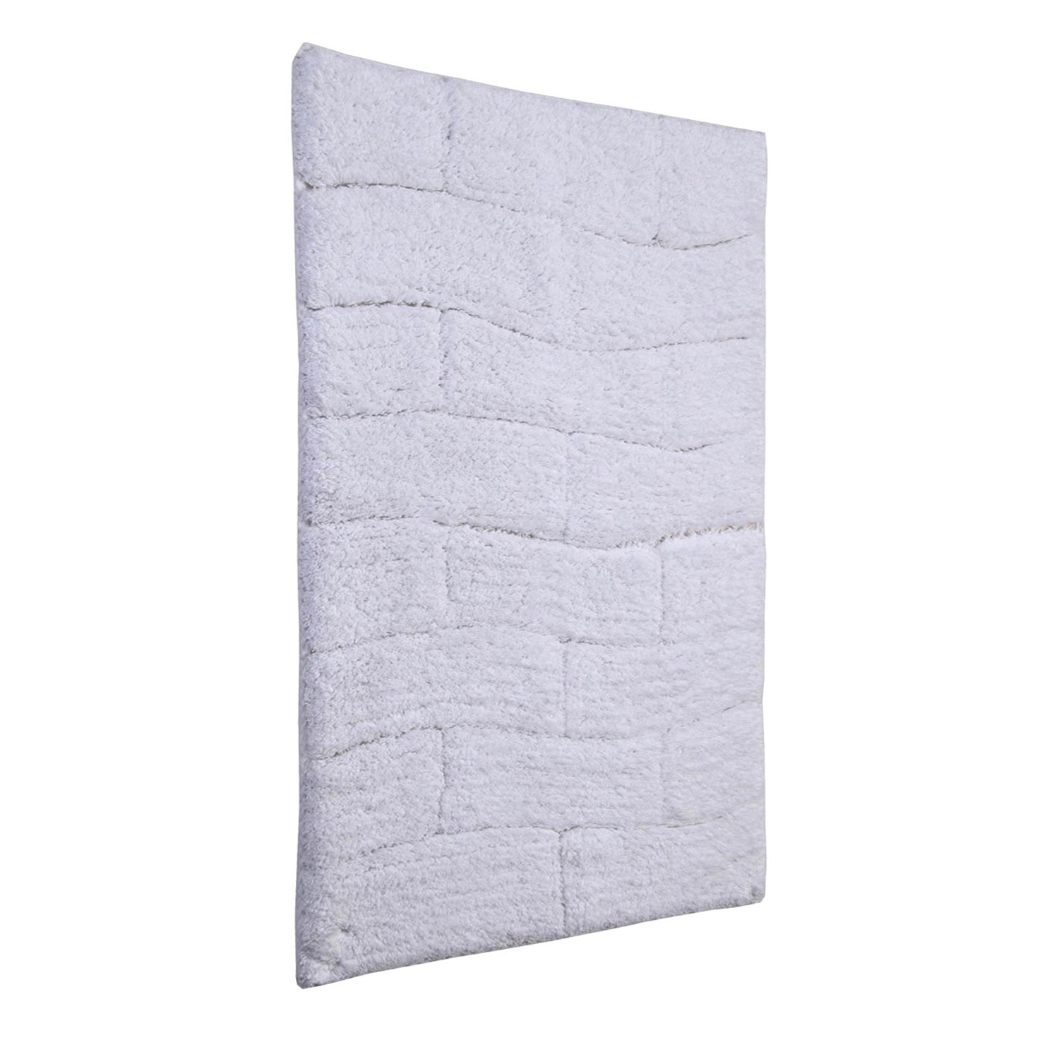 Knightsbridge Stylish And Comfortable All Season Traditional New Tile Design Cotton Bath Rug 20" X 30" White