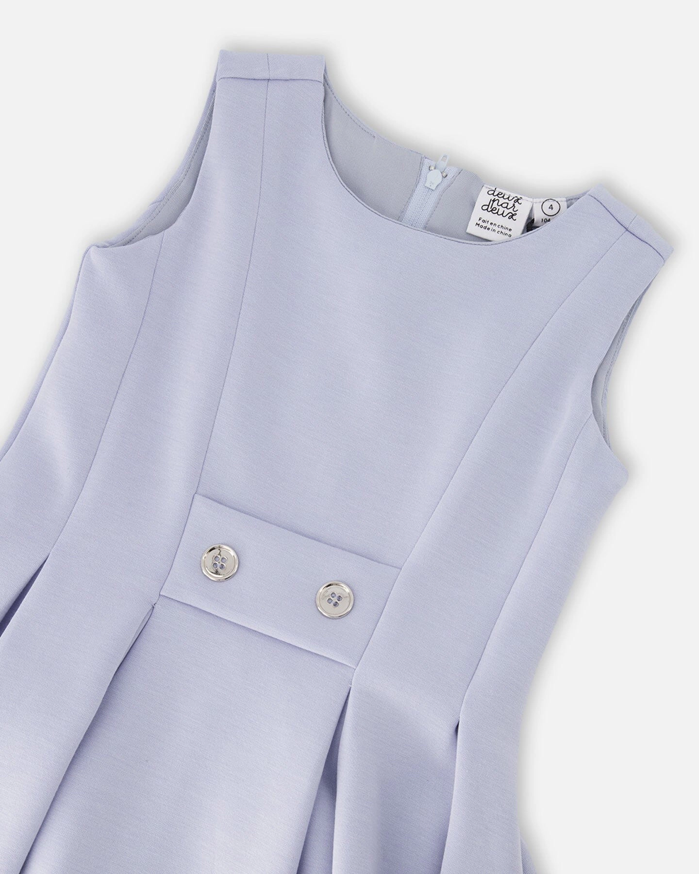 Deux par Girls Sleeveless Neoprene Button Waist Dress