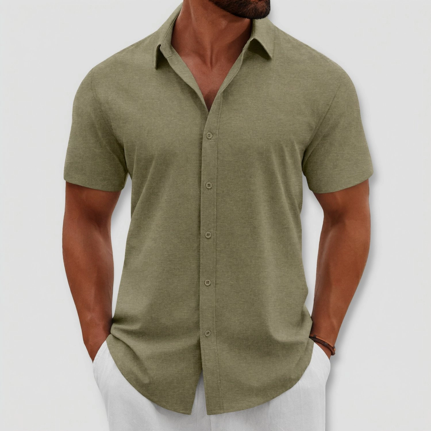 COOFANDY Mens Short Sleeve Button Down Shirts Lapel Collar Curved Hem Casual Tops