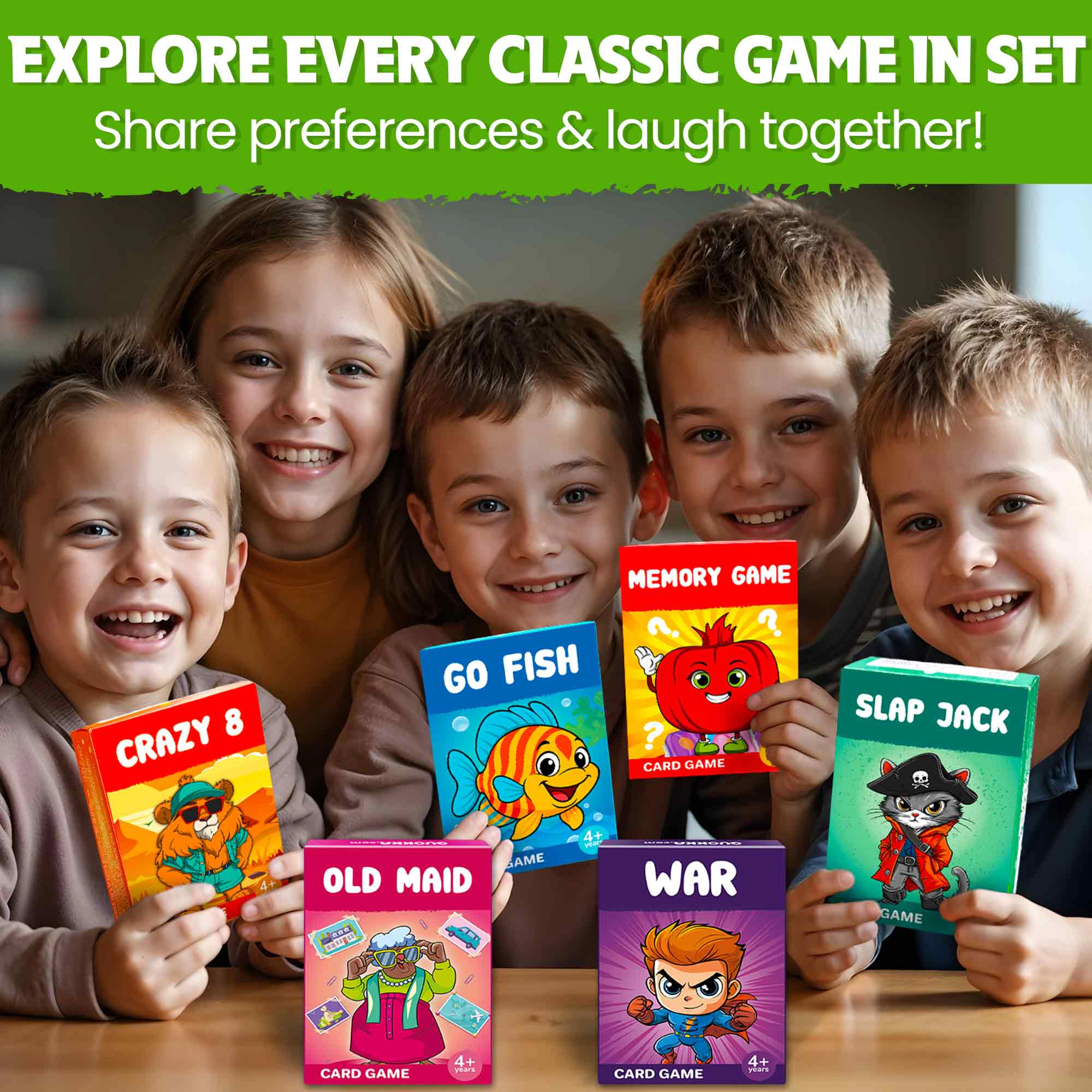 QUOKKA Kids Card Game Collection Ages 4–8, Classic Matching & Family Games for 2–6 Players