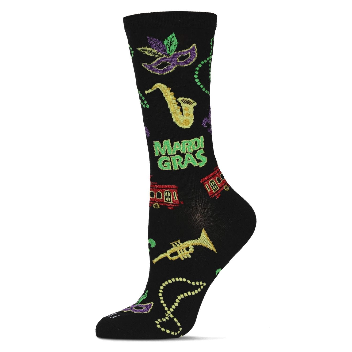 MeMoi Women's Mardi Gras Bamboo Crew Socks