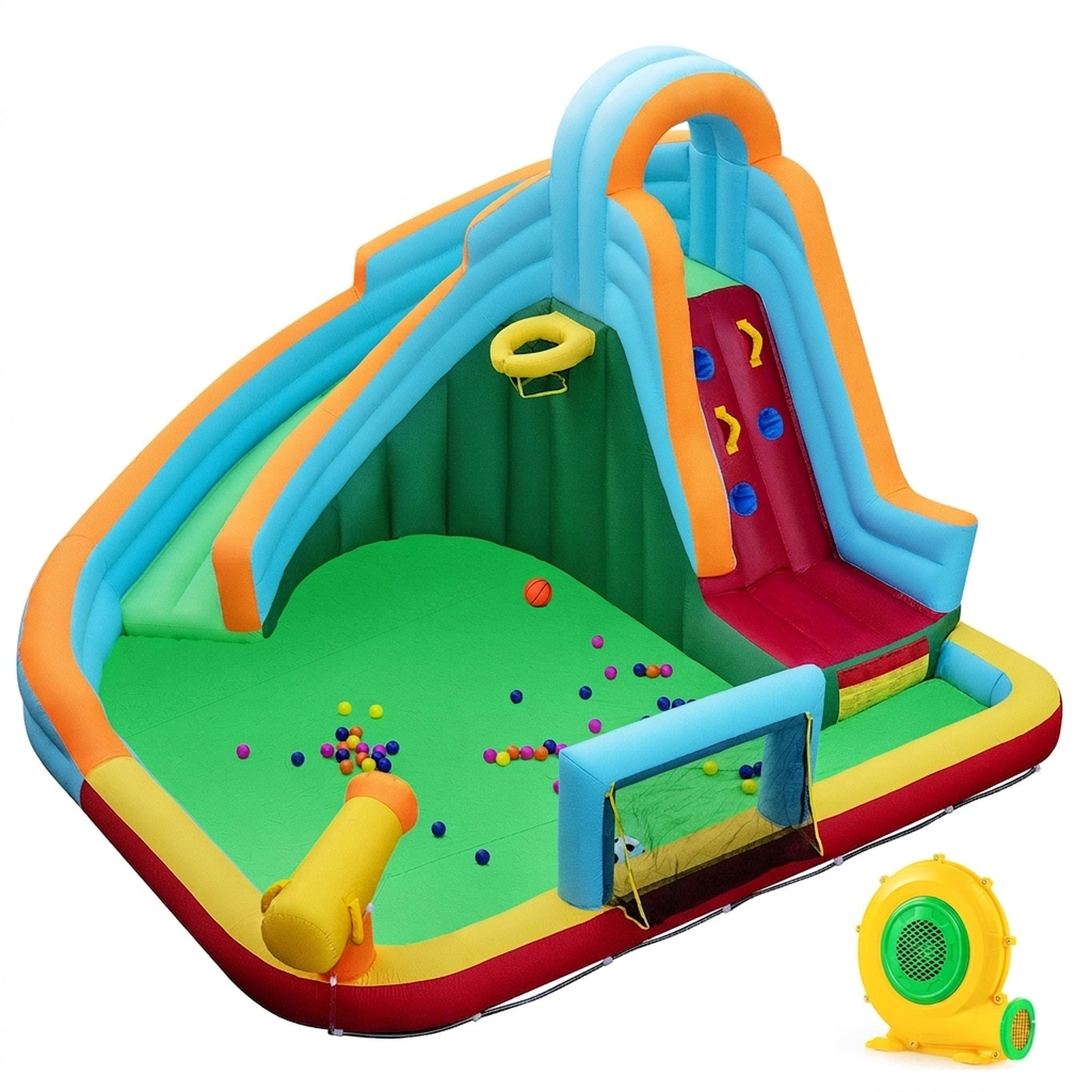 SUGIFT 6-in-1 Giant Inflatable Water Slide Park with Splash Pool Climbing Wall and 50 Ocean Balls