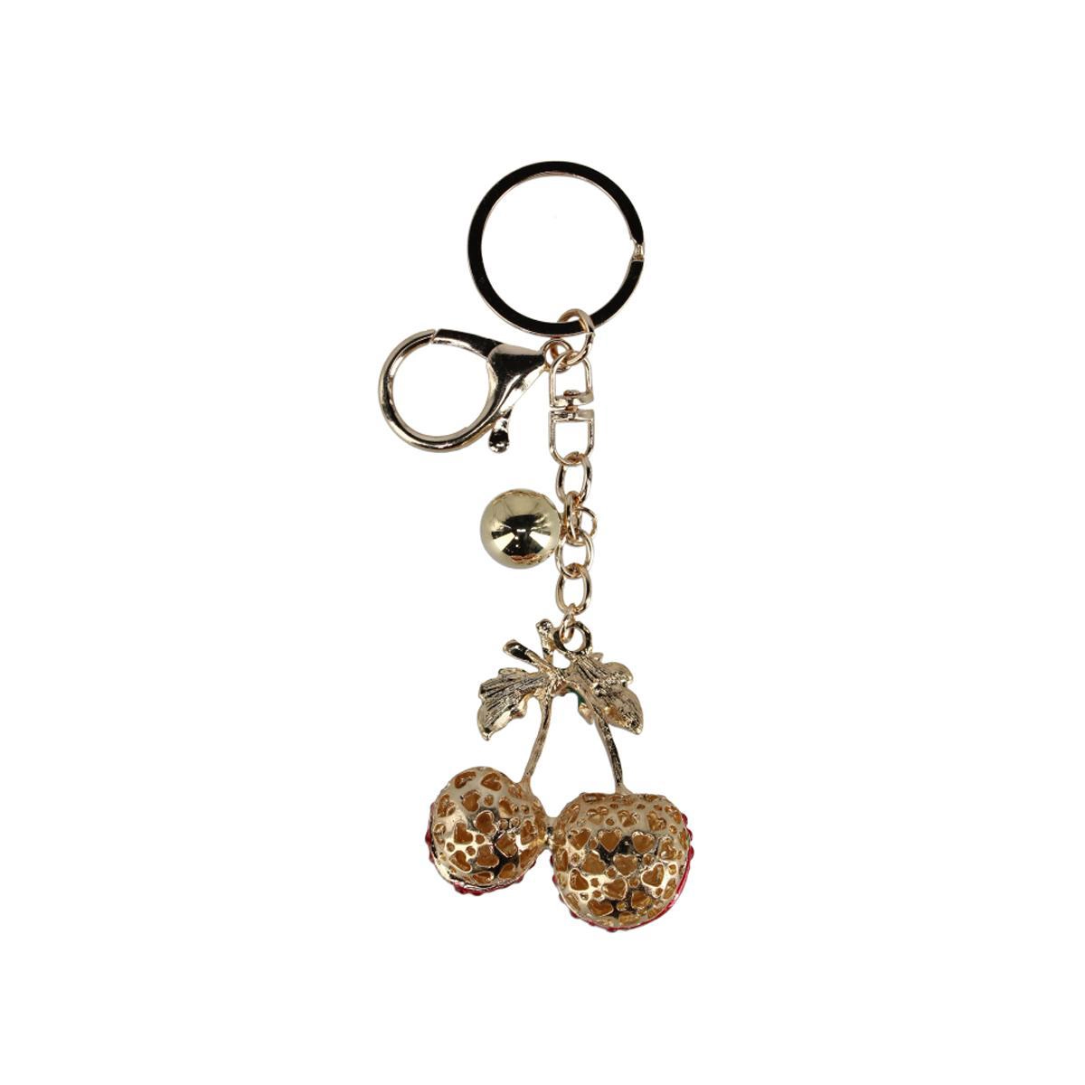 CTM® Women's Rhinestoned Cherry Bag Charm