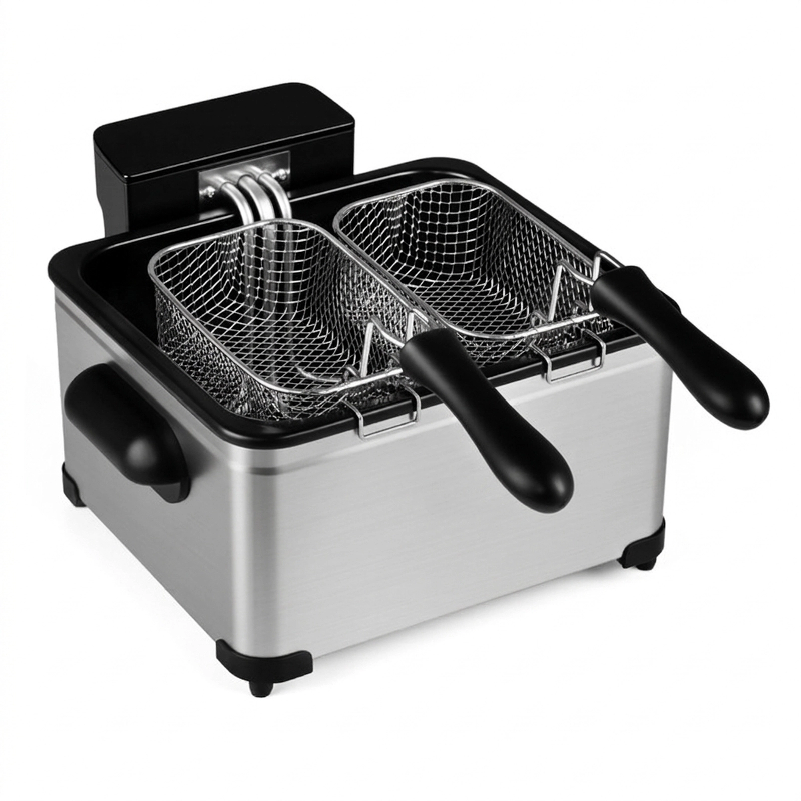 SUGIFT Silver Electric Deep Fryer with 3 Baskets LED Touch Screen and 6 Presets 5.3-Qt 1700W 13.5-in W 14-in D