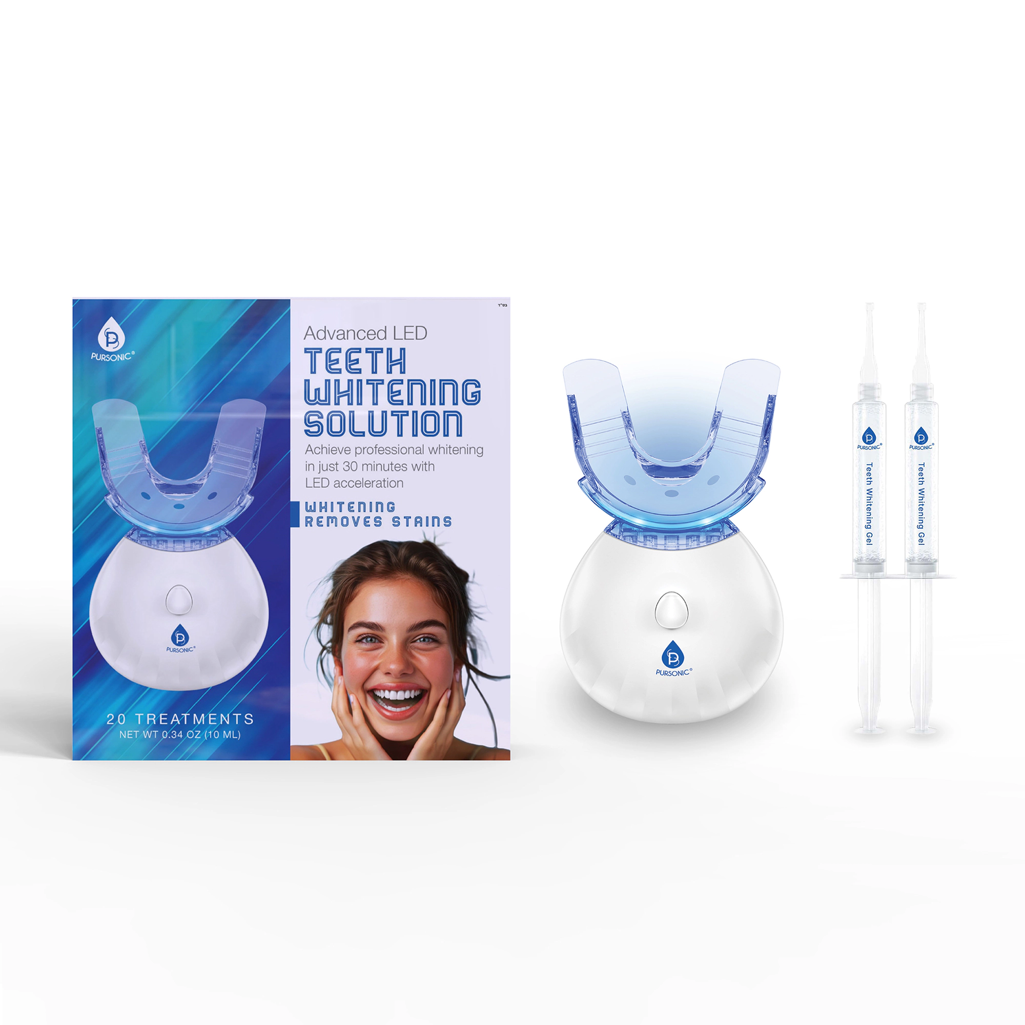 Pursonic Unisex Advanced LED Teeth Whitening Solution – Professional Home Teeth Whitening System with LED Light Accelerator