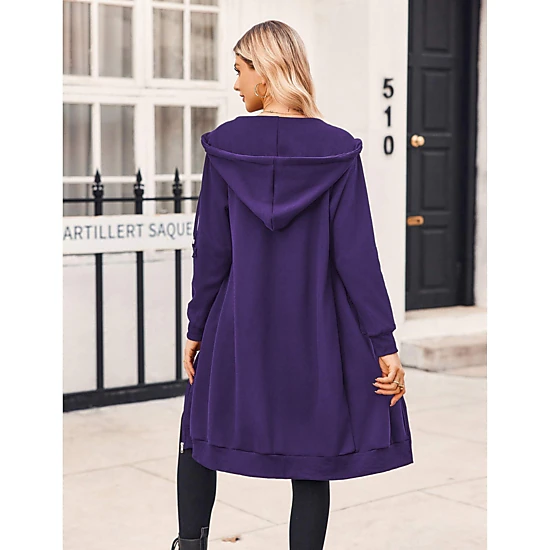 Zeagoo Women's Oversized Fleece Zip Up Hooded Long Tunic Sweatshirt