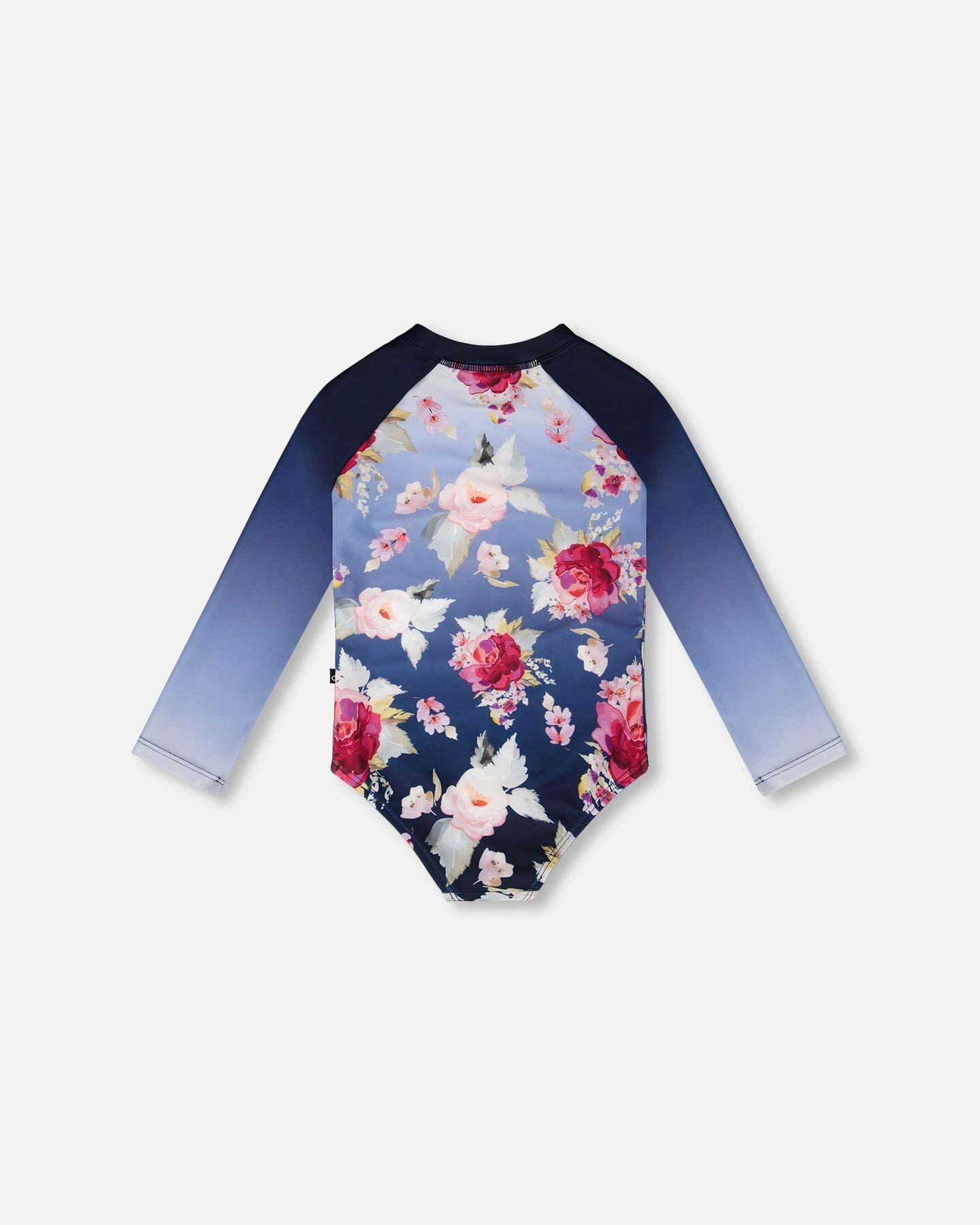 Deux par Deux Girls One-Piece Long Sleeve Rashguard Rose Print