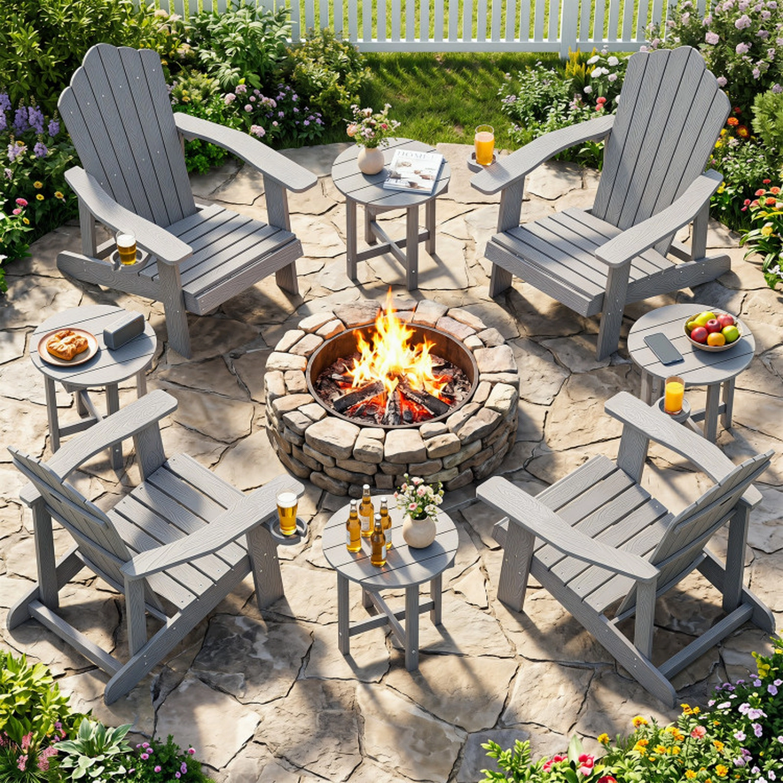 SUGIFT Weather-Resistant HIPS Adirondack Side Table 66-lb Capacity 18-in Square Top 1-Pc Black Coffee Gray White