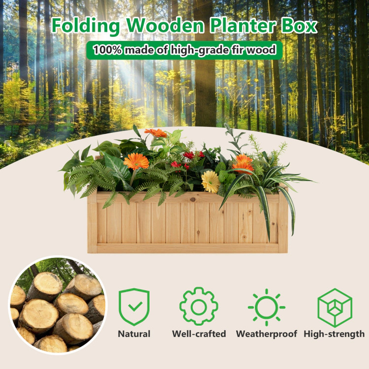 Hivvago Folding Wooden Raised Garden Bed with Removable Bottom for Herbs Fruits Flowers
