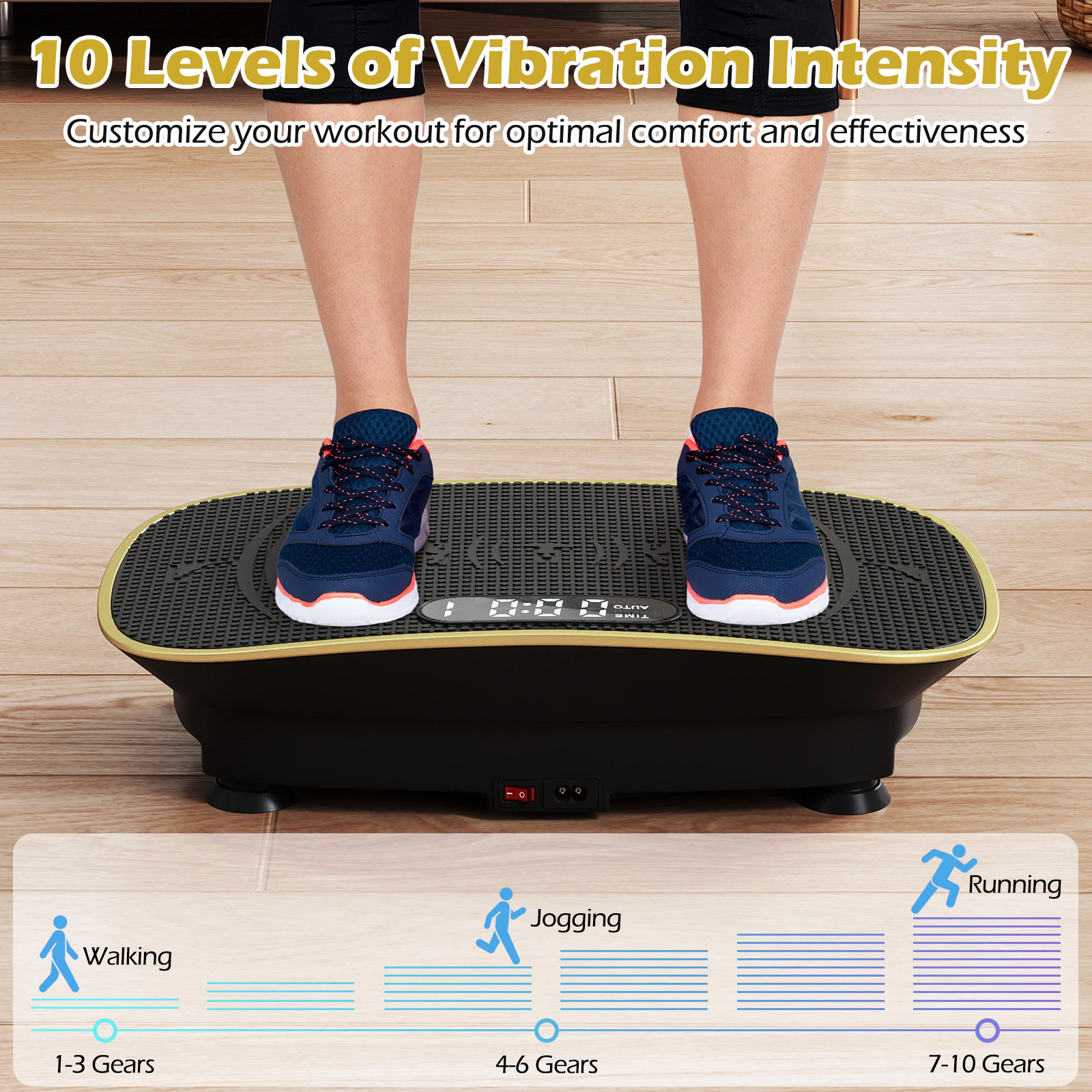 SUGIFT Black Vibration Plate Exercise Machine with Remote Control 20-in W 11-in D 5-in H 330-lb User Capacity