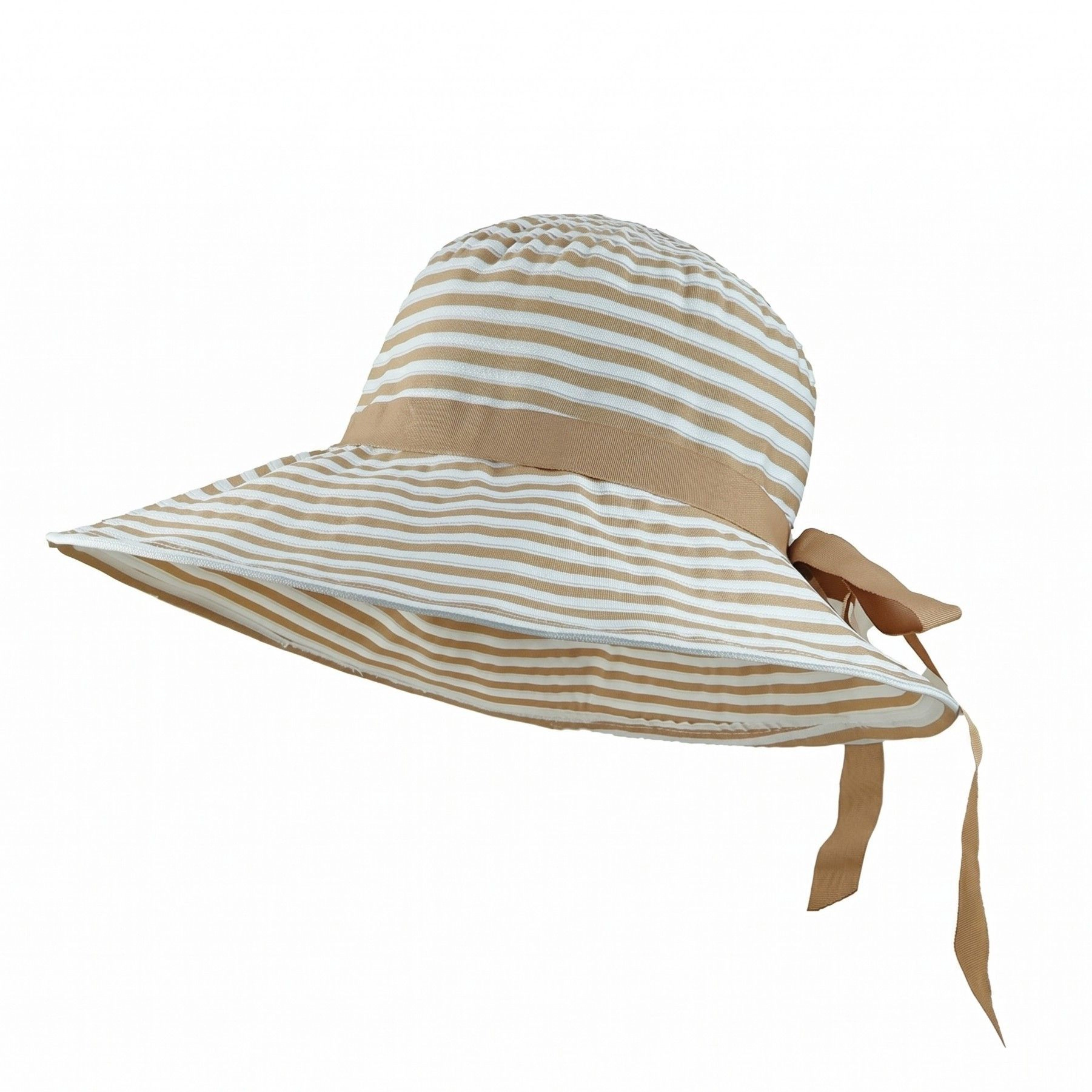 Anna-Kaci Womens Striped Sun Hat Wide Brim Summer Beach Bow Tie Lightweight Packable