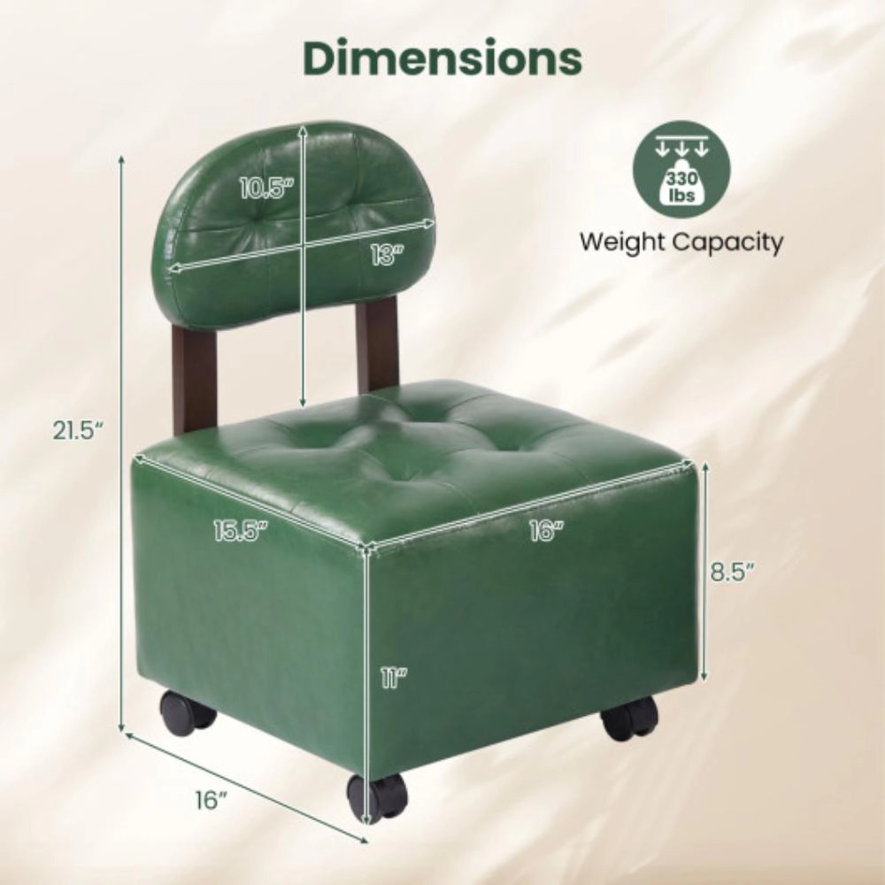 Hivvago Small Rolling Footrest Stools Set Of 2 With Lockable Wheels