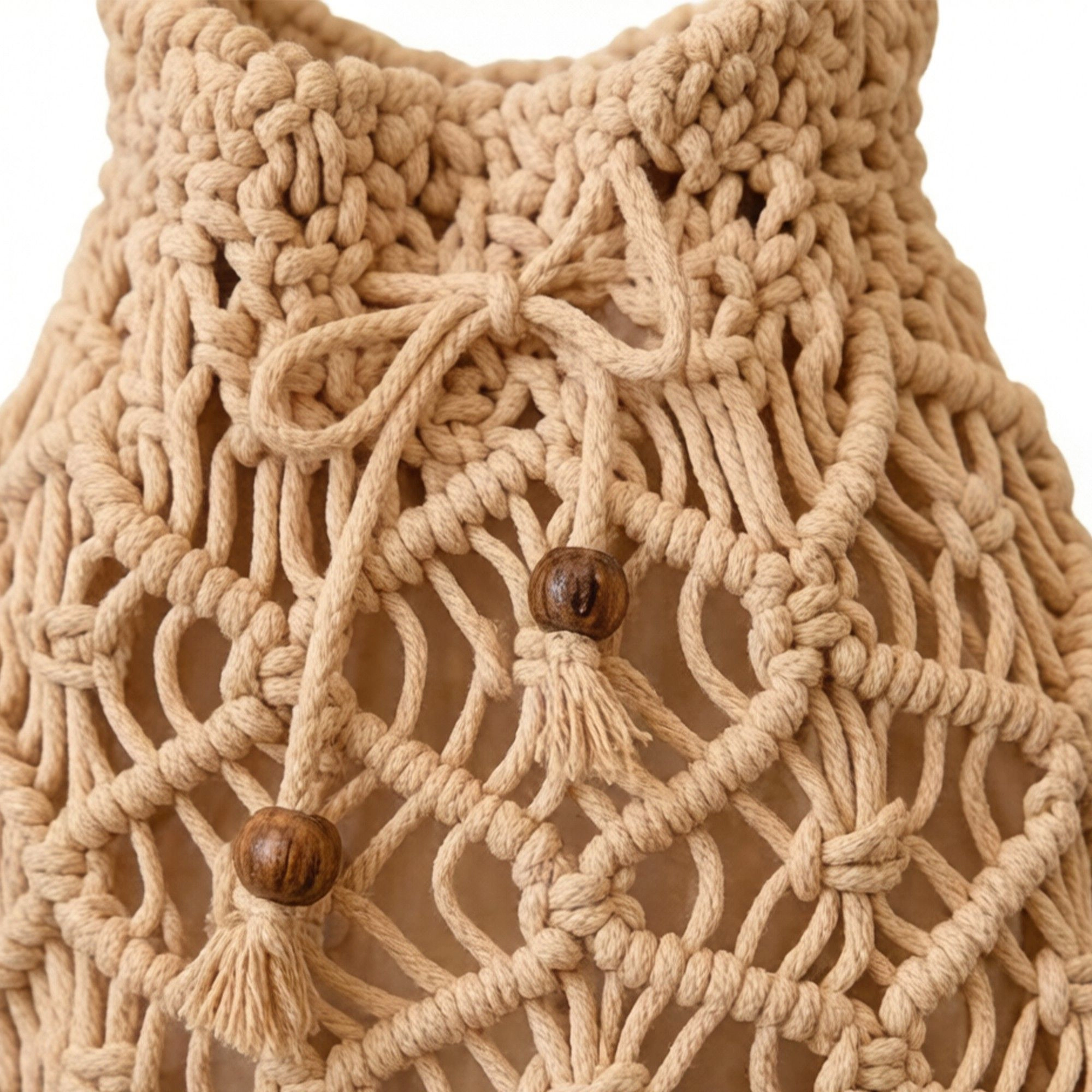 Alilang Women's Open Knit Crochet Shoulder Bag with Drawstring Closure Lightweight Handwoven Mesh Tote Handbag