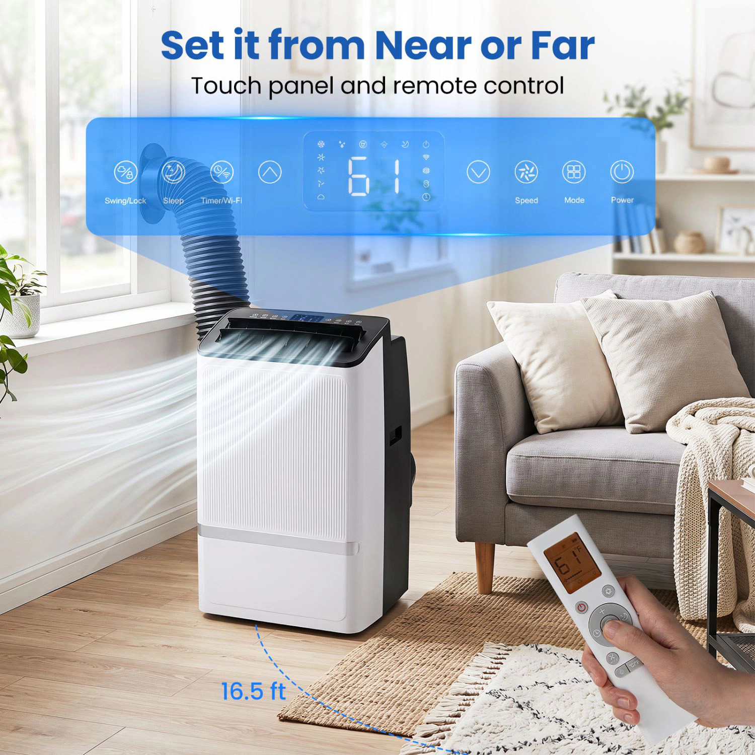 SlickBlue Unisex Portable 14000 BTU Smart Air Conditioner
