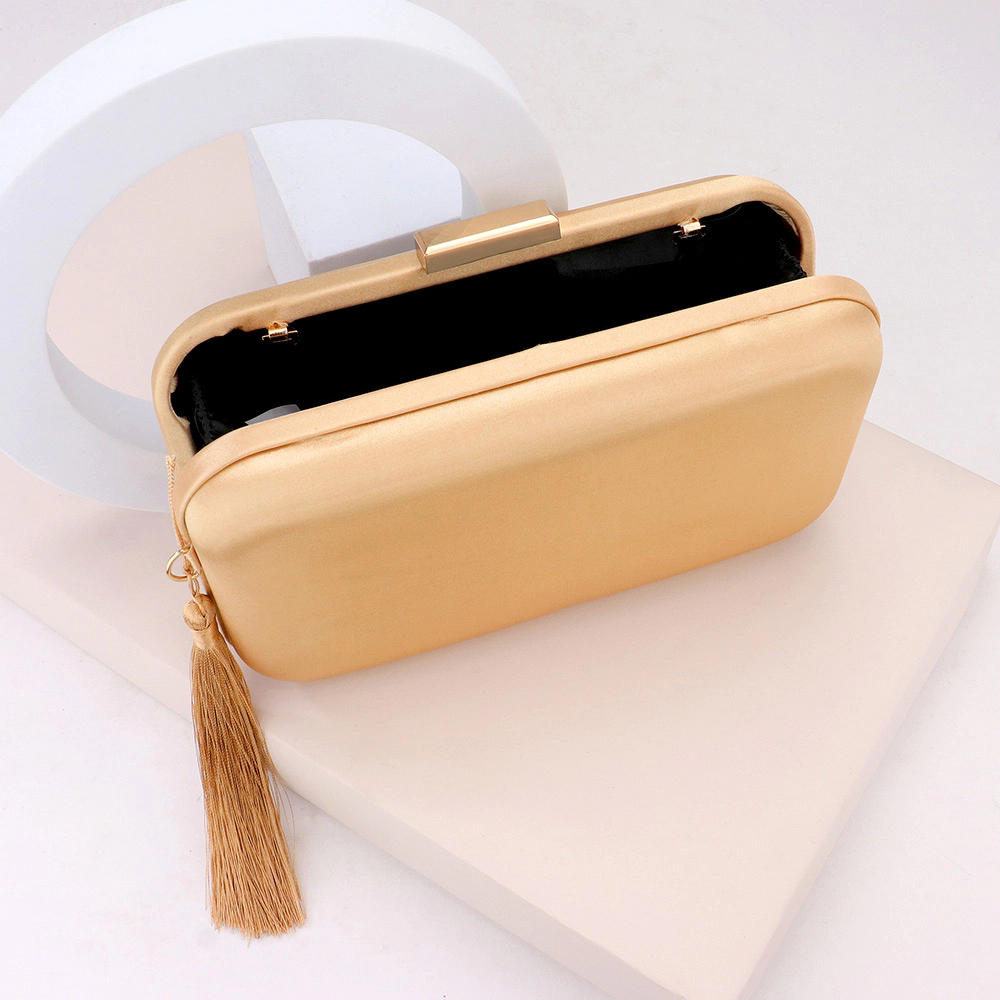 Fashnzfab Tassel Pointed Solid Clutch / Crossbody Bag