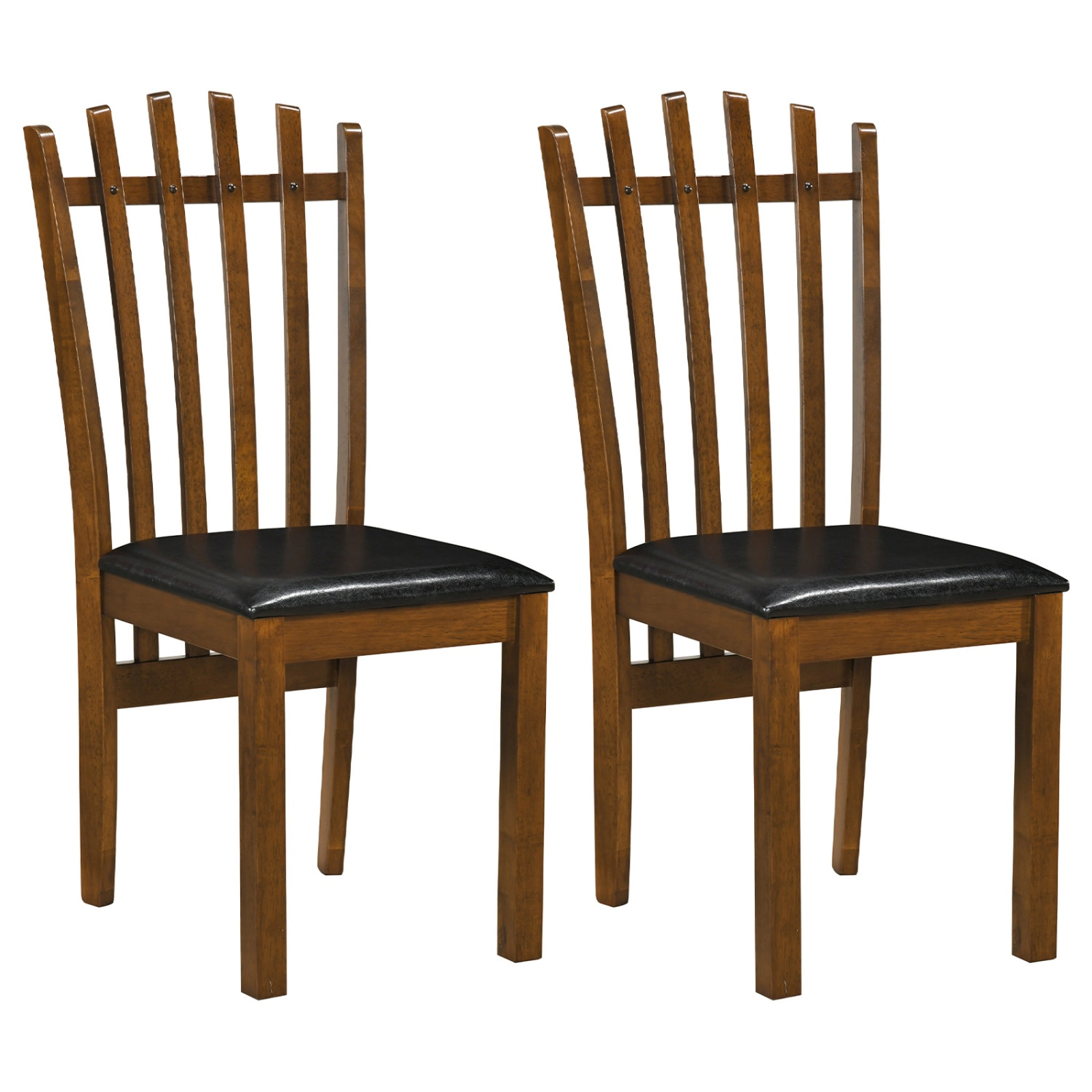 SUGIFT Set of 2 Black Spindle Back Dining Chairs with PU Leather Padded Seat 22-in W 38-in H 330-lb Per Chair