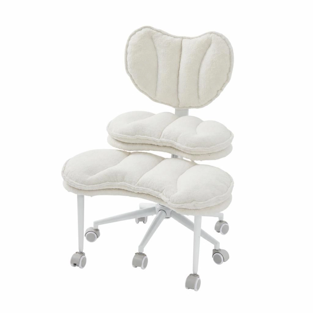 GOODSILO Soft Plush Upholstered Ergonomic Rolling Office Chair