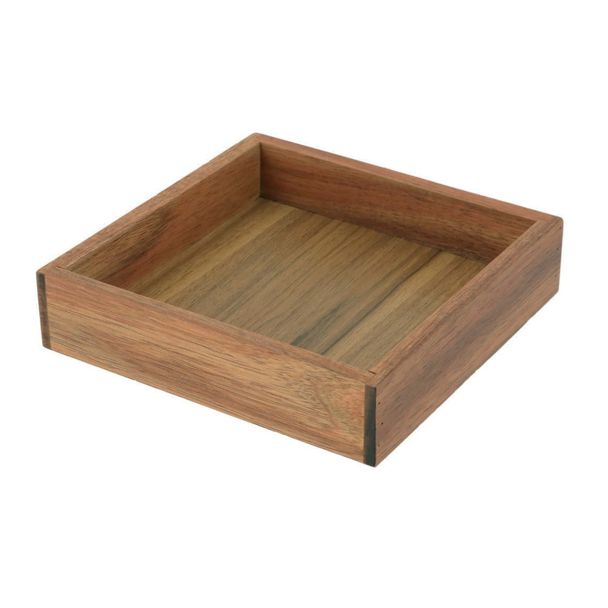 Evideco French Home Goods Acacia Wood Square Vanity Tray 6 x 6 x 1.6 in