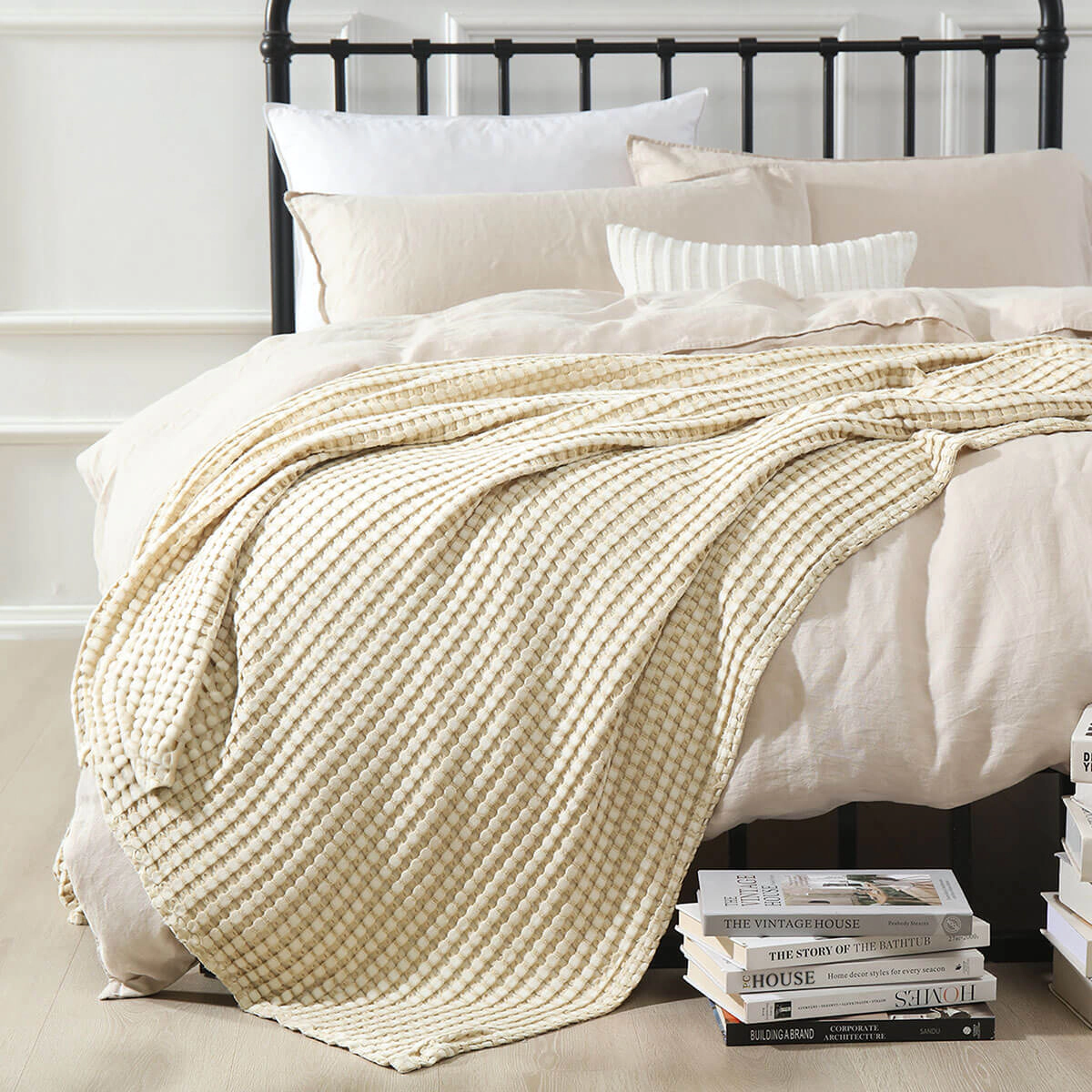 Egyptian Linens Cozy Bamboo Waffle Weave Blanket Throw