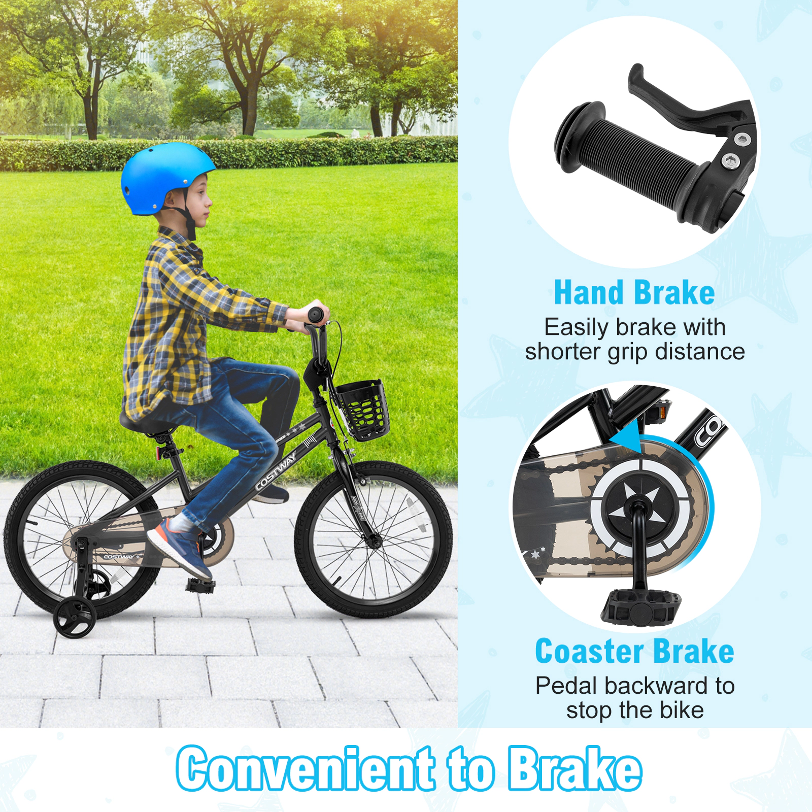 LJG 12 Inch Kids Bike with Basket and Training Wheels for Children Aged 3-5 Years Old