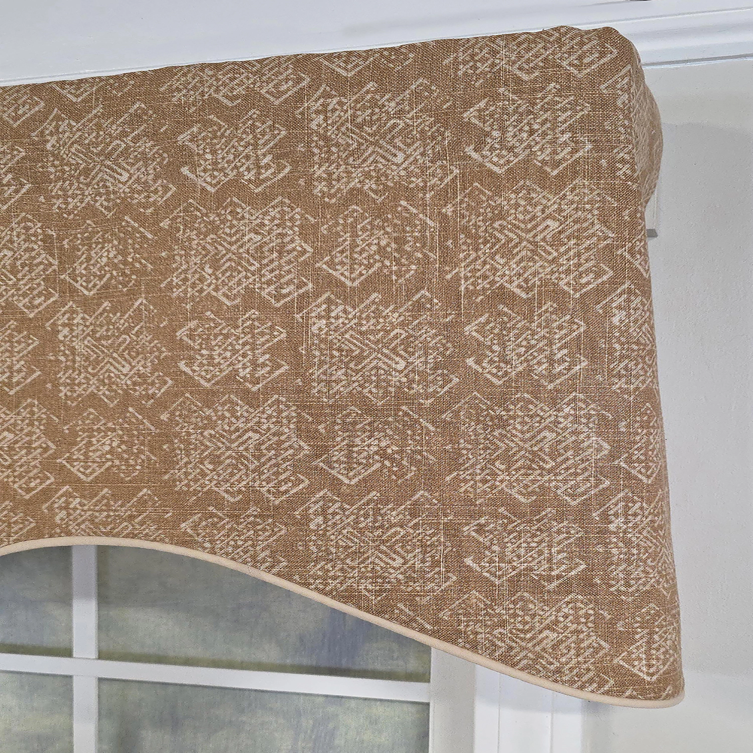 RLF Home Derek Cornice 100% Cotton Rod Pocket Lined  Window Valance 50" x 17" Brown