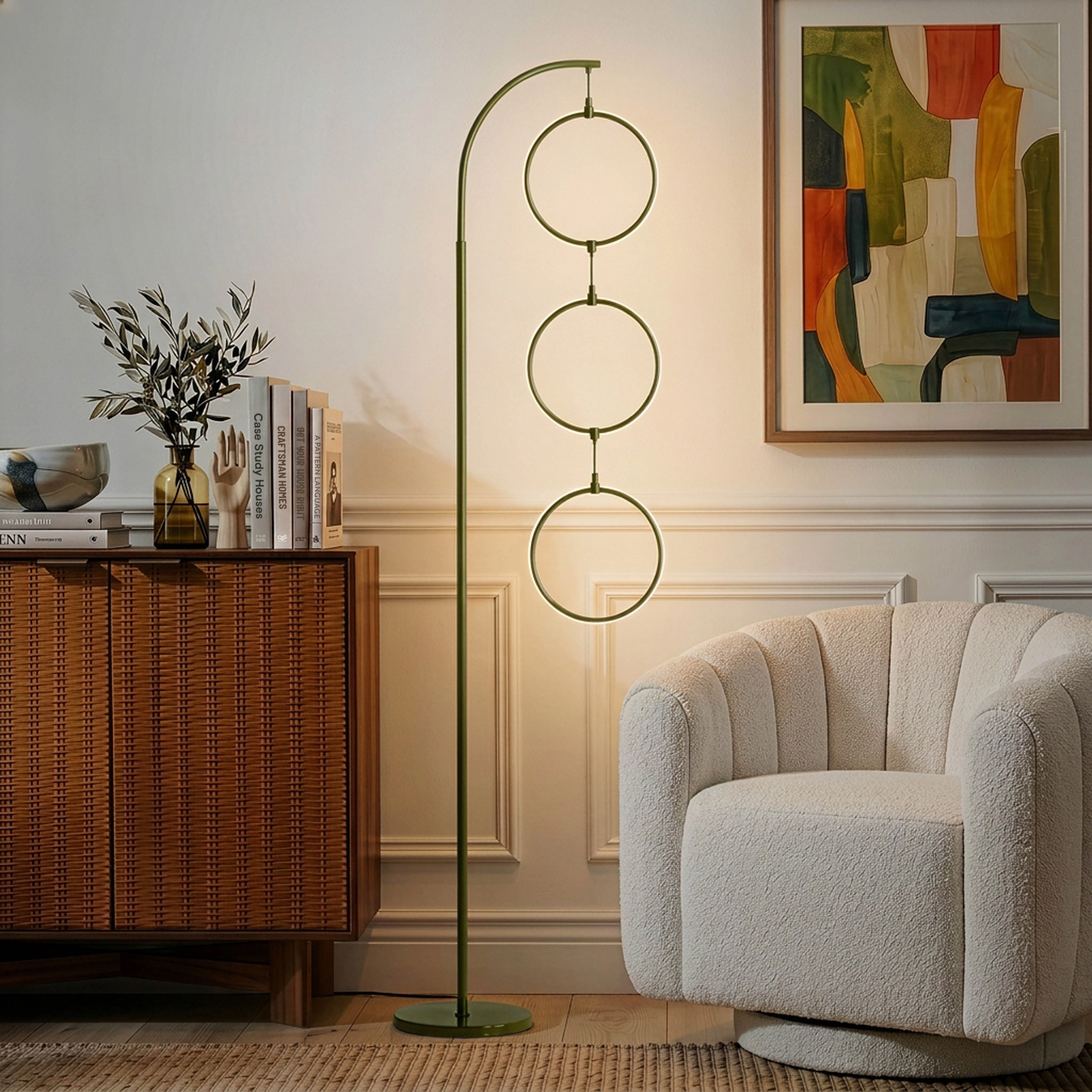 Brightech 3 Ring Lamp LED Halo Ring Floor Lamp