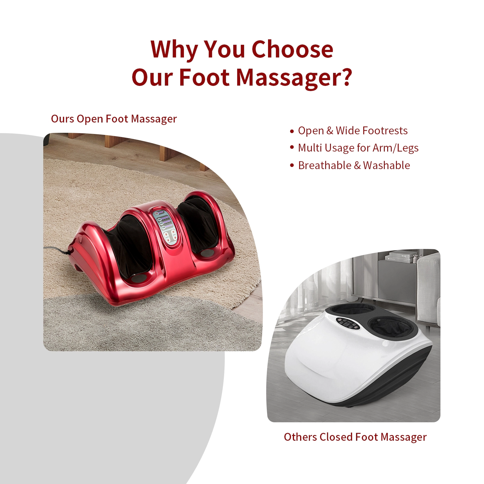 SUGIFT Therapeutic Shiatsu Foot Massager with High Intensity Rollers Red