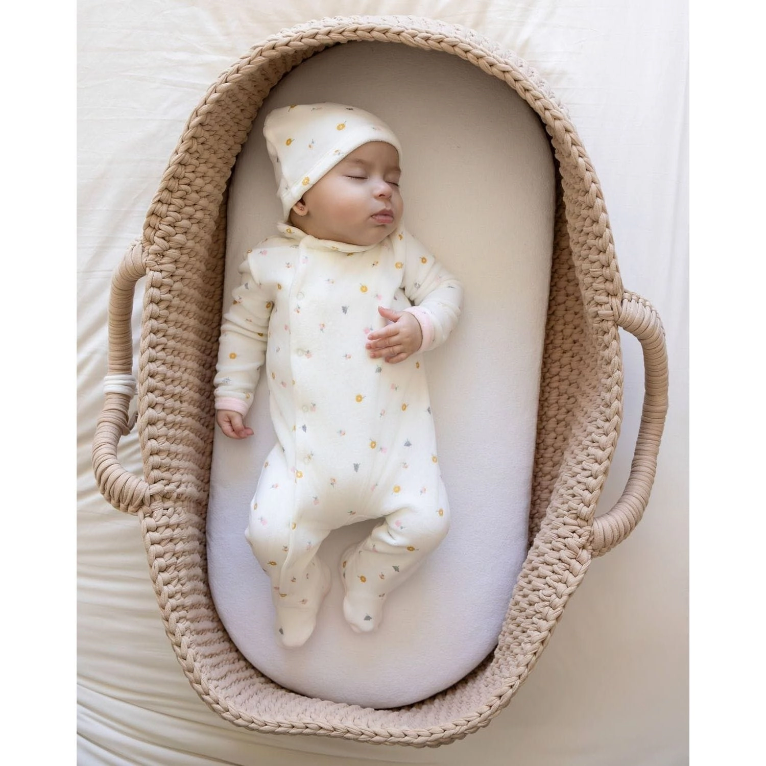 MeMoi 2 Piece Baby Girls "Lily Of The Valley" Cotton Rich Velour Footie Set