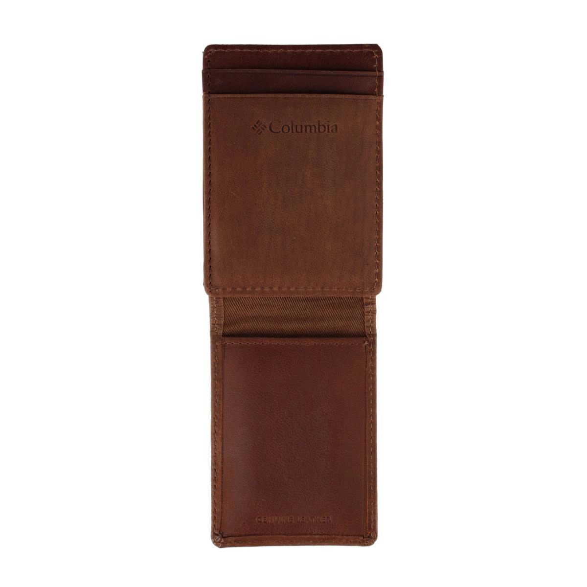 Columbia Men's Leather RFID Front Pocket Wallet with Magnetic Money Clip