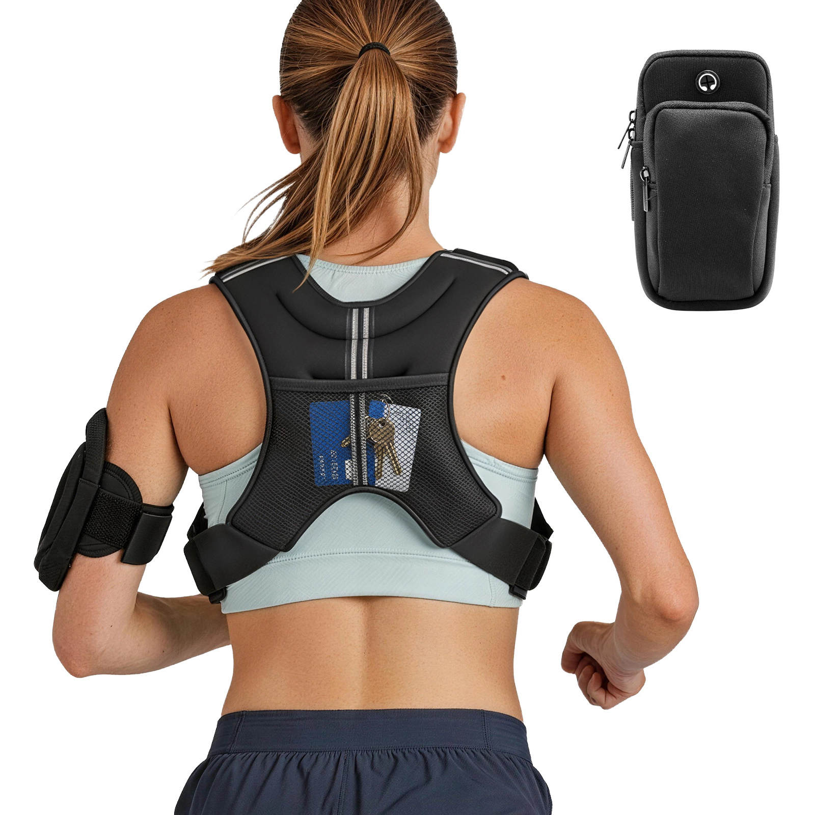 HONGGE Weighted Vest Body Weight Vest for Men Women with Reflective Stripe Adjustable Buckle Workout Equipment for
