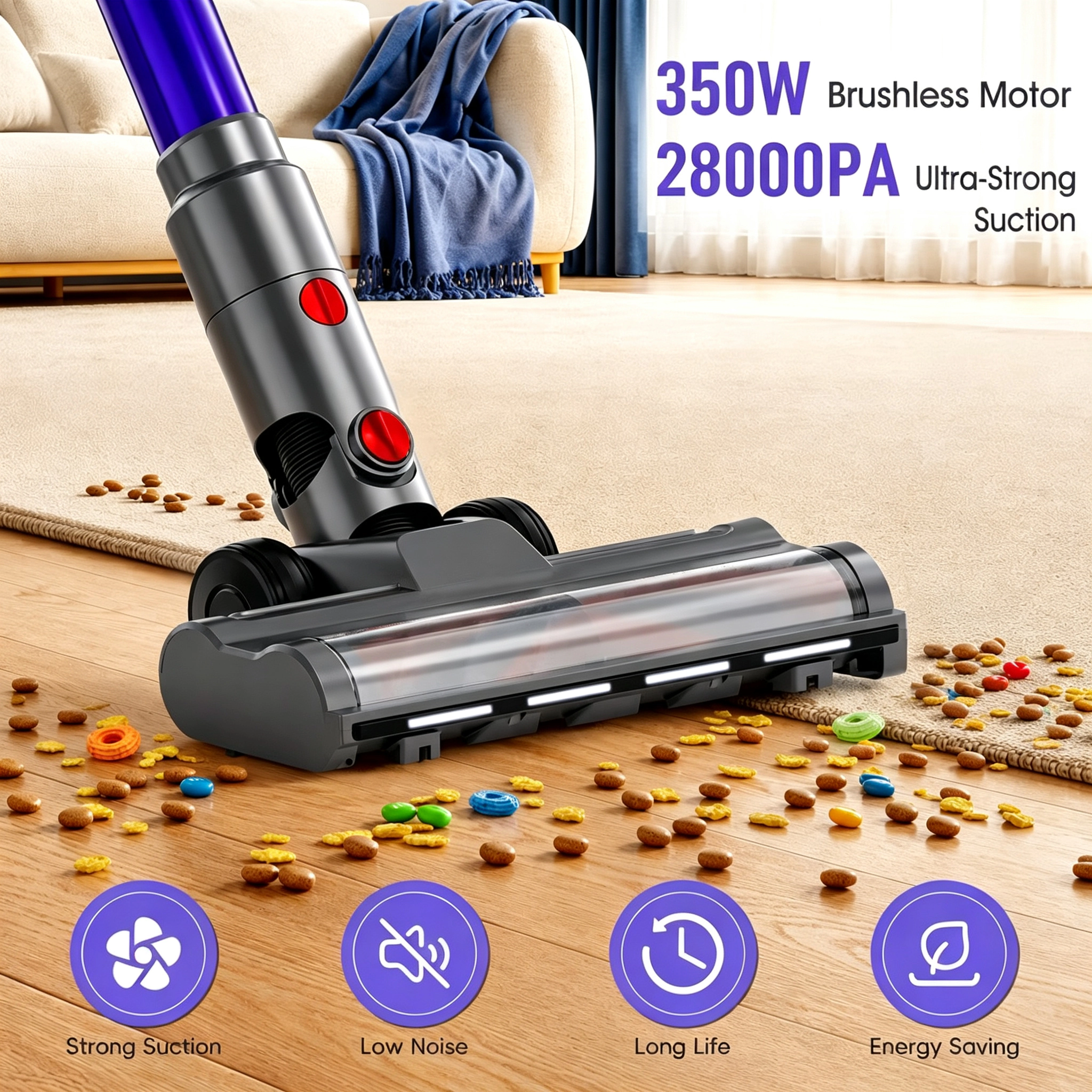 WHALL ST111A Cordless Stick Vacuum, 35Kpa Suction 3‑Speed Handheld Vacuum with Wall Mount & Accessories