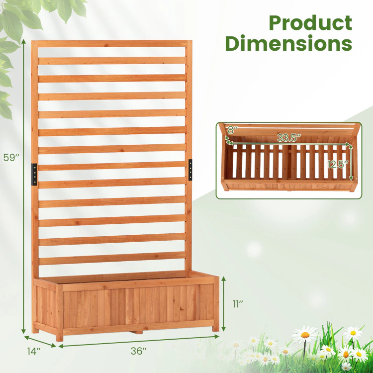 Hivvago Wooden Raised Garden Bed 59 Inch Tall Elevated Planter Box with Vertical Trellis