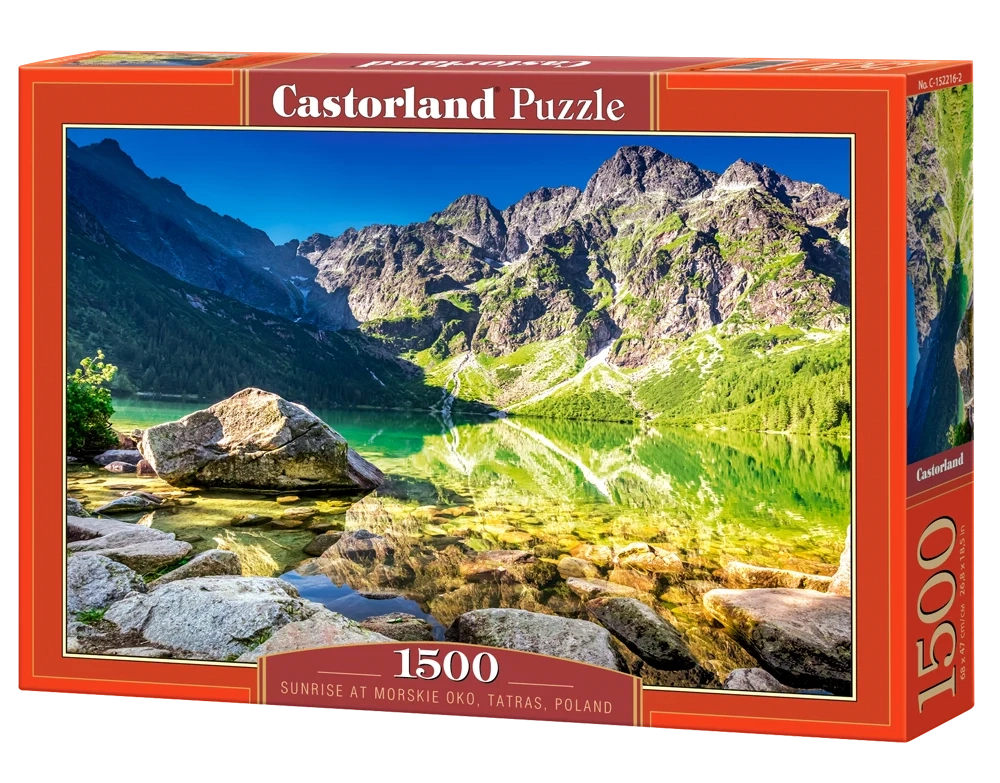 CASTORLAND 1500 Piece Jigsaw Puzzles, Sunrise at Morskie Oko, Tatras, Poland, Rocky Peak Nature Scene, C-152216-2