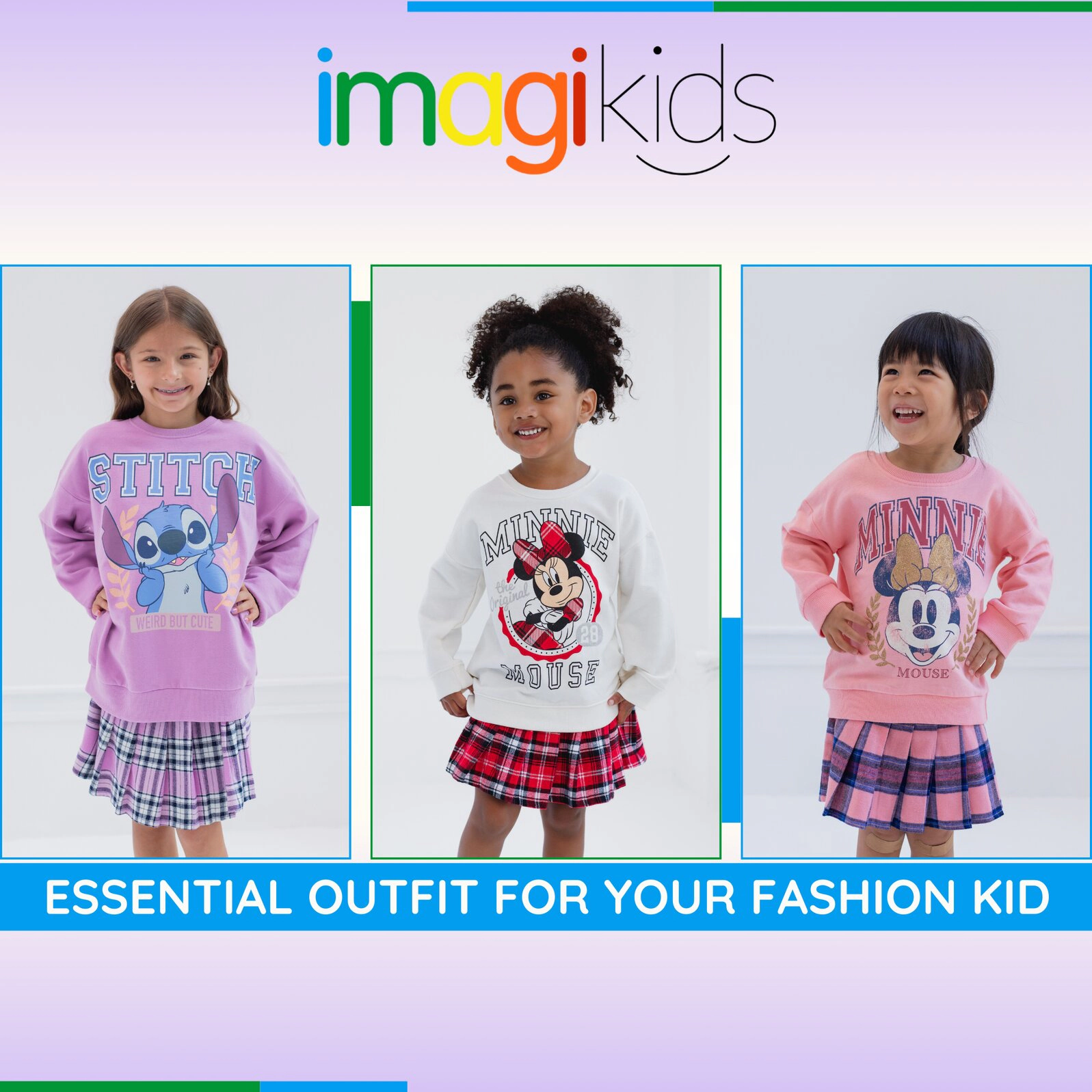 Disney Girls' 2-Piece Sweatshirt and Pleated Skirt Set